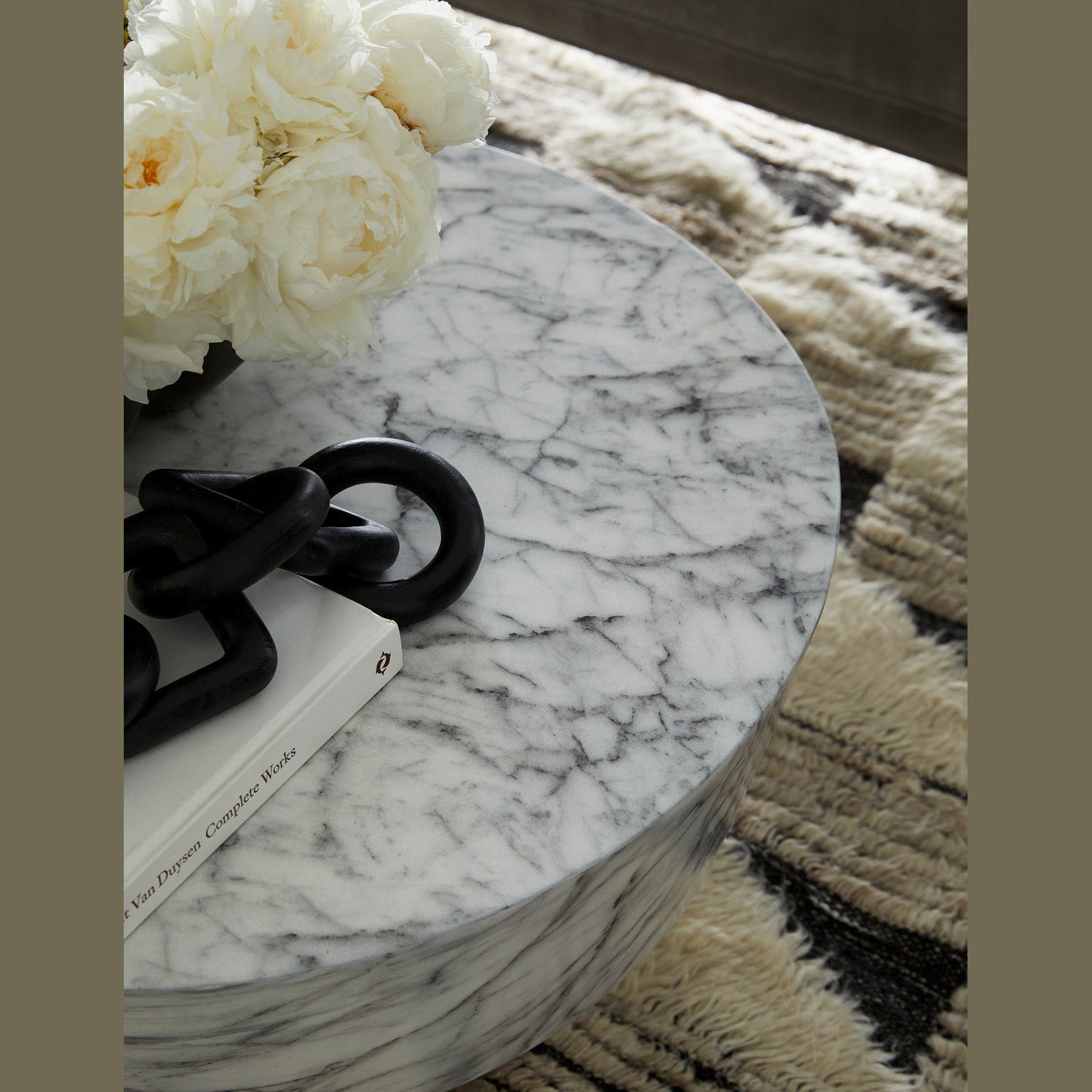 Arteriors - 5639 - Cocktail Table - Godwin - White Faux Marble