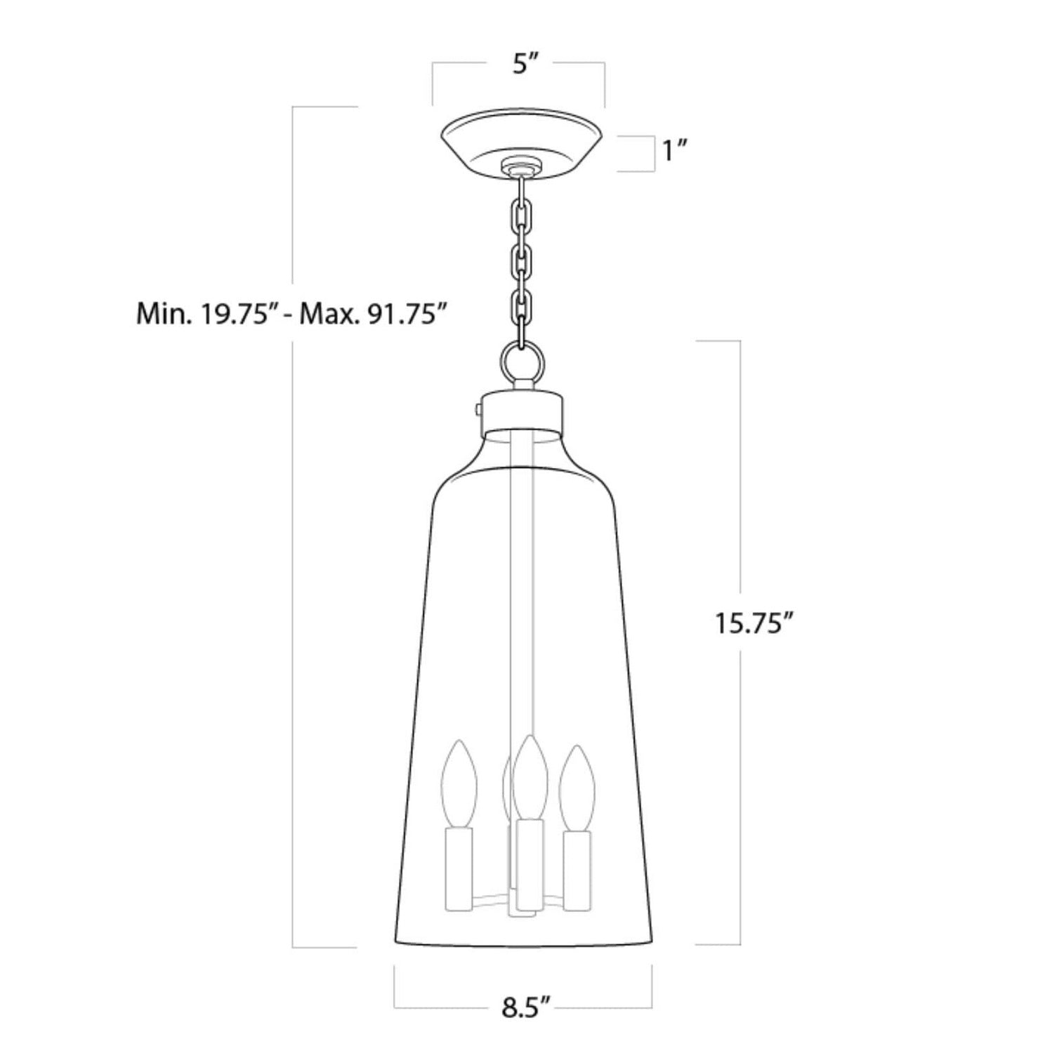 Regina Andrew - 16-1297 - Three Light Pendant - Wythe - Clear