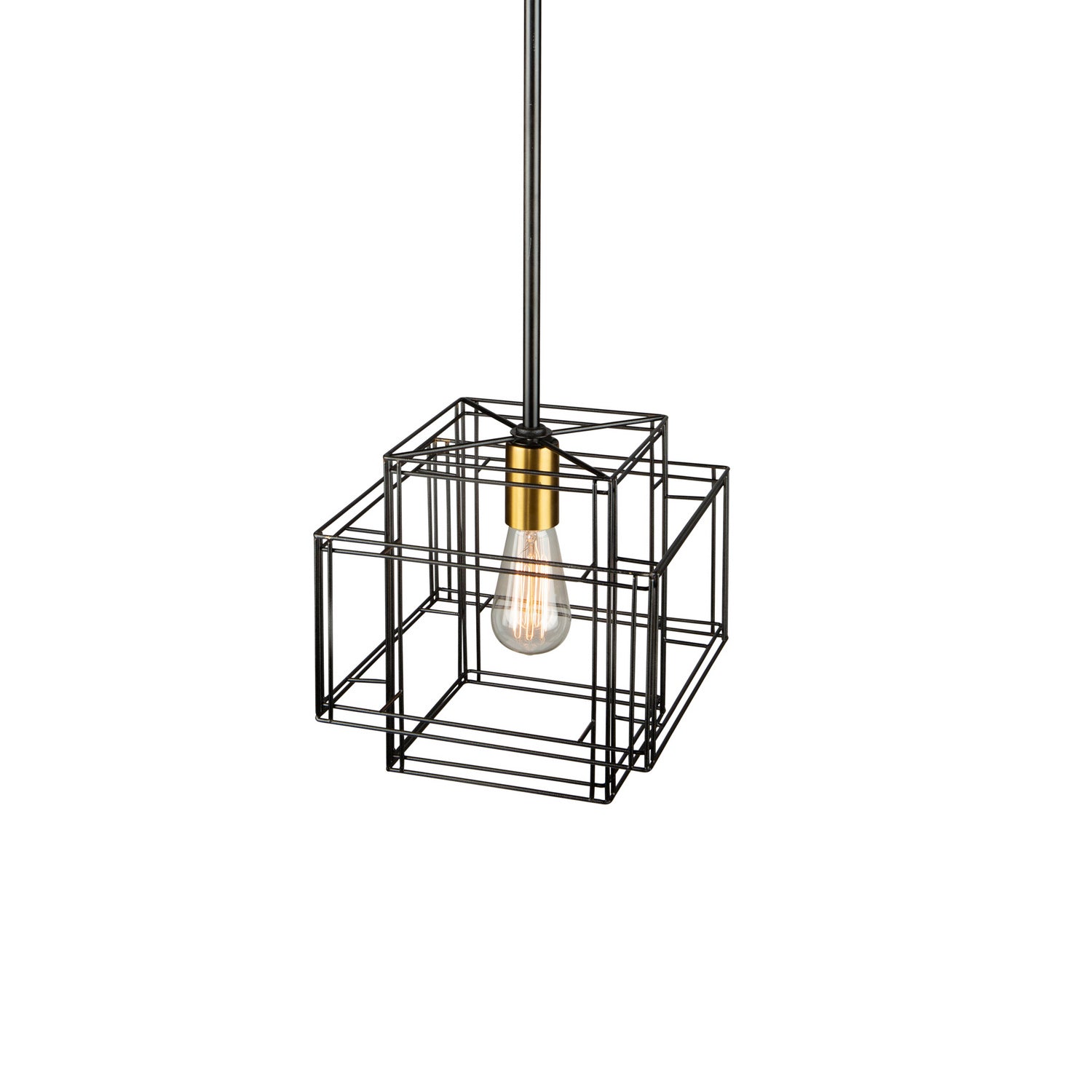 Artcraft - AC11731BK - One Light Pendant - Artisan - Black and Brushed Brass