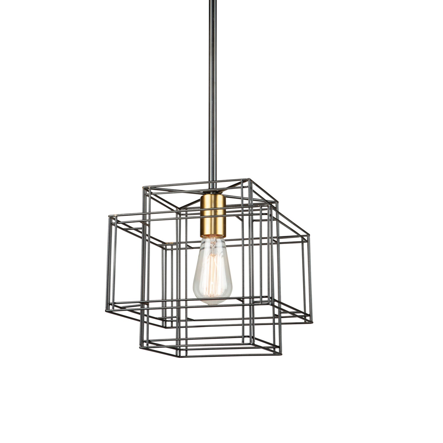 Artcraft - AC11731BK - One Light Pendant - Artisan - Black and Brushed Brass