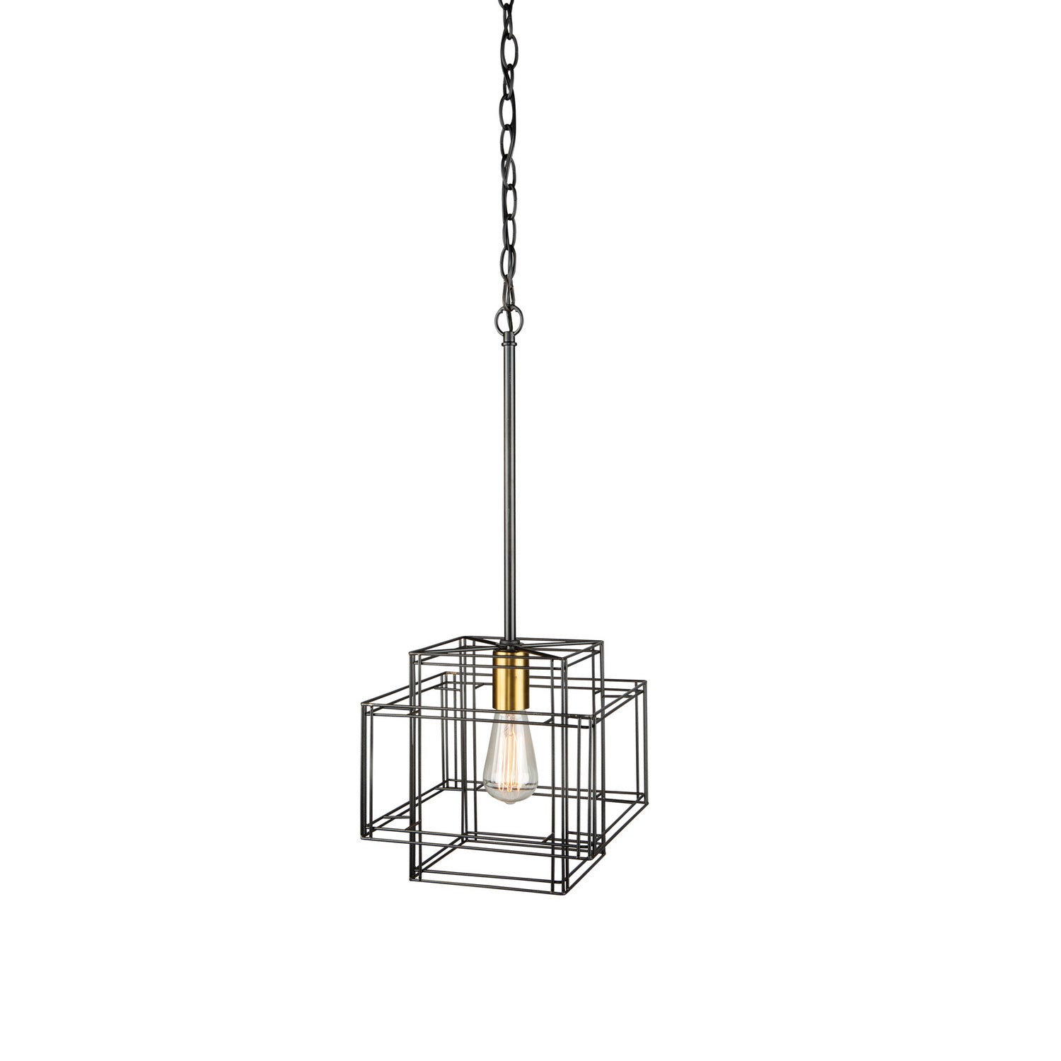 Artcraft - AC11731BK - One Light Pendant - Artisan - Black and Brushed Brass