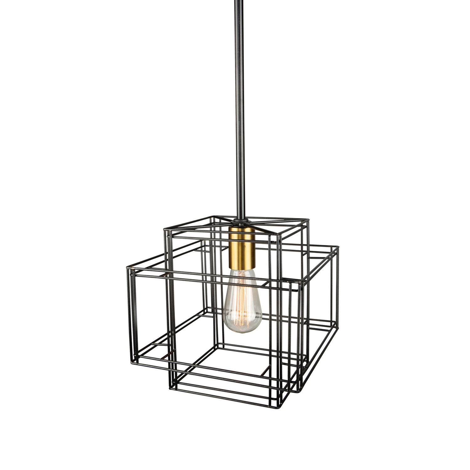 Artcraft - AC11731BK - One Light Pendant - Artisan - Black and Brushed Brass