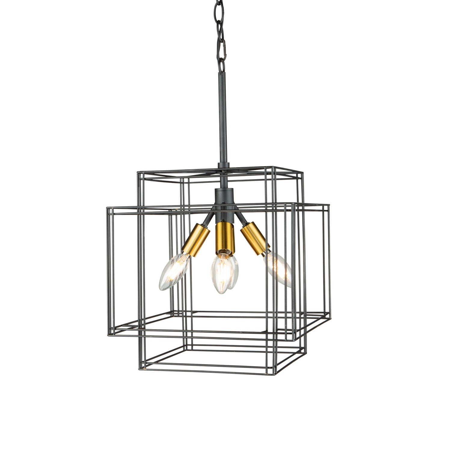 Artcraft - AC11734BK - Four Light Pendant - Artisan - Black and Brushed Brass