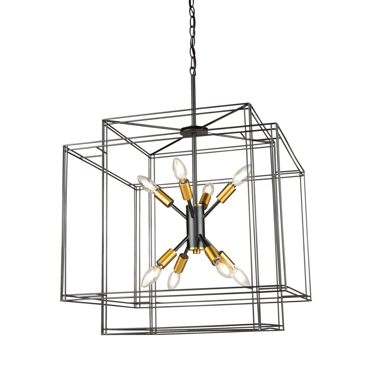 Artcraft - AC11738BK - Eight Light Pendant - Artisan - Black and Brushed Brass