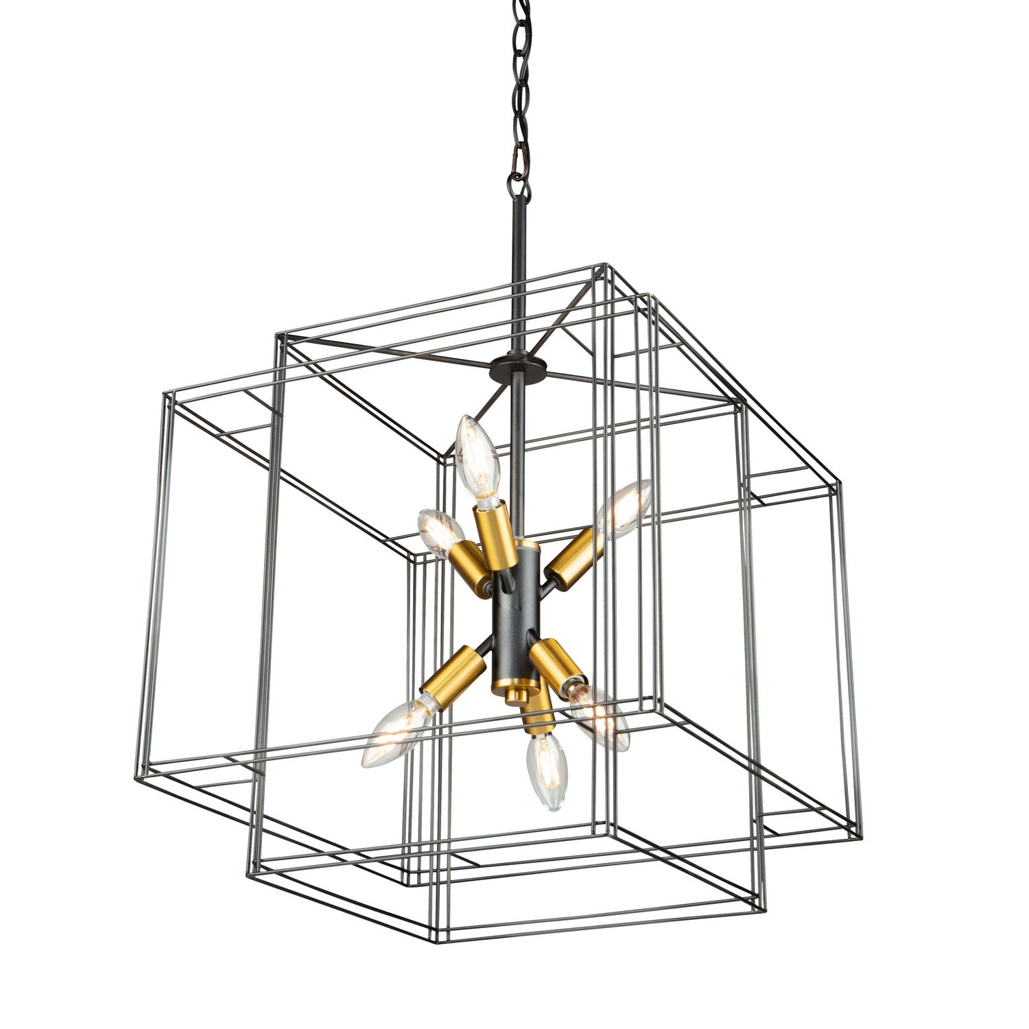 Artcraft - AC11738BK - Eight Light Pendant - Artisan - Black and Brushed Brass