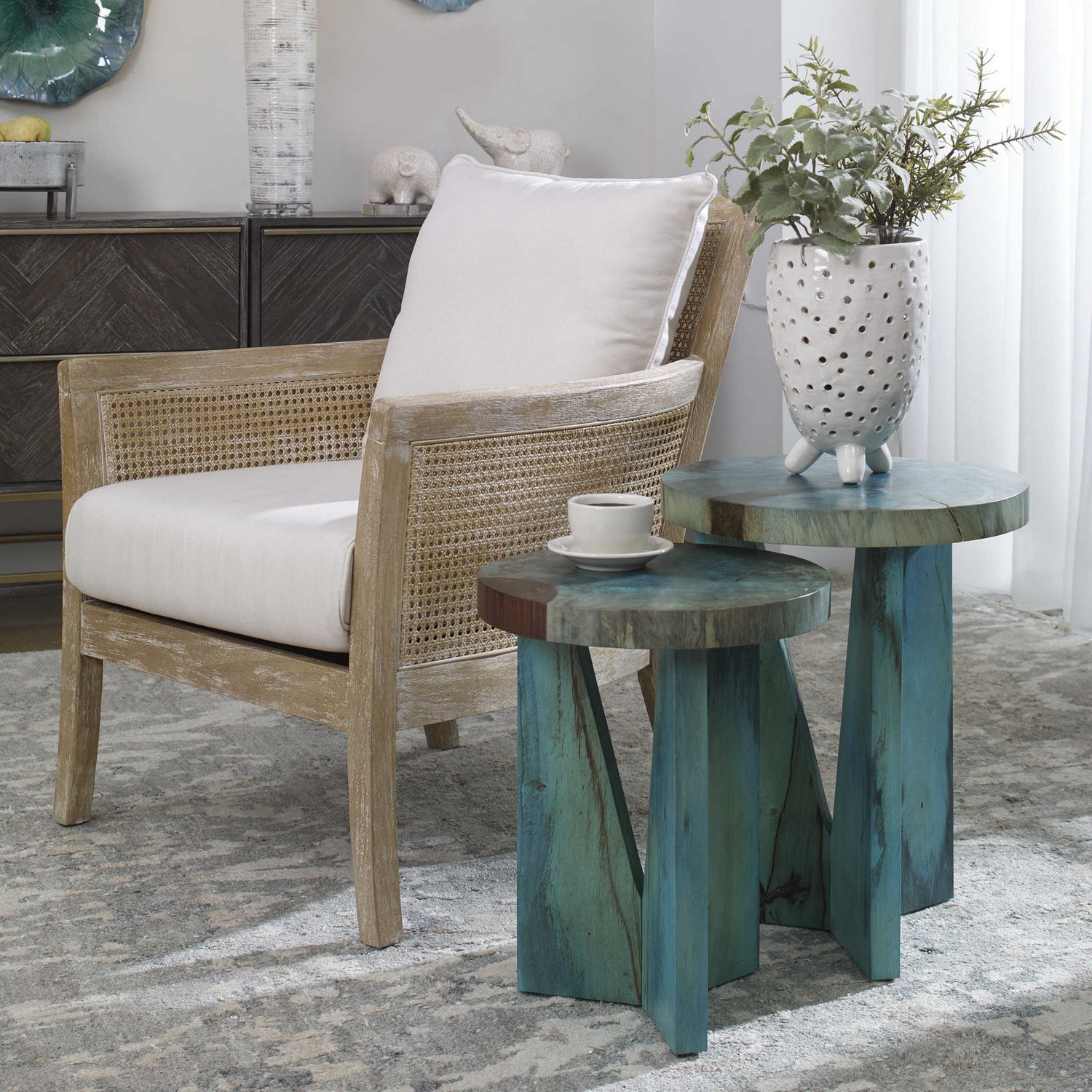 Uttermost - 25497 - Nesting Tables, S/2 - Nadette - Blue-green