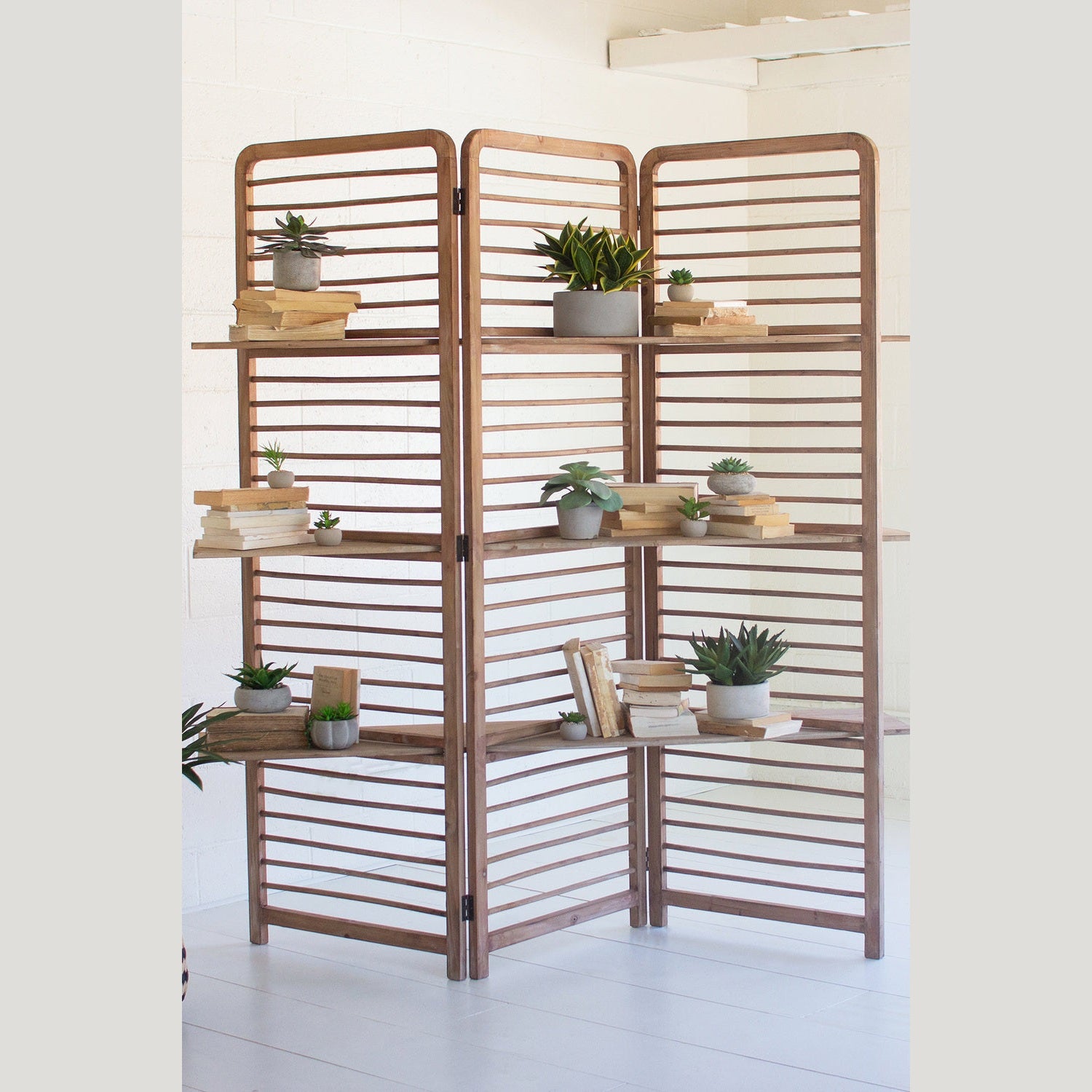 Kalalou - CJS1195 - Screen With Three Shelves - Brown