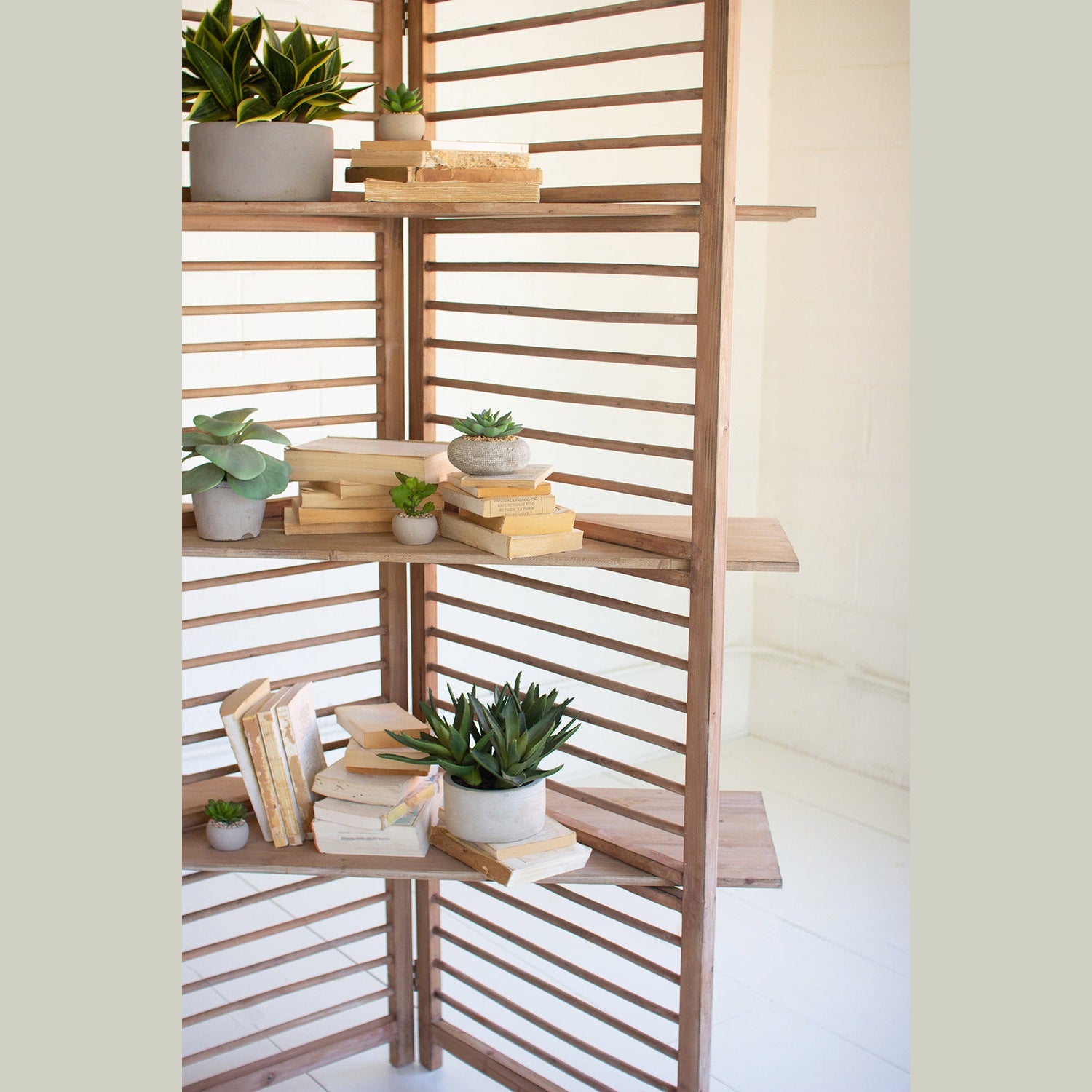 Kalalou - CJS1195 - Screen With Three Shelves - Brown