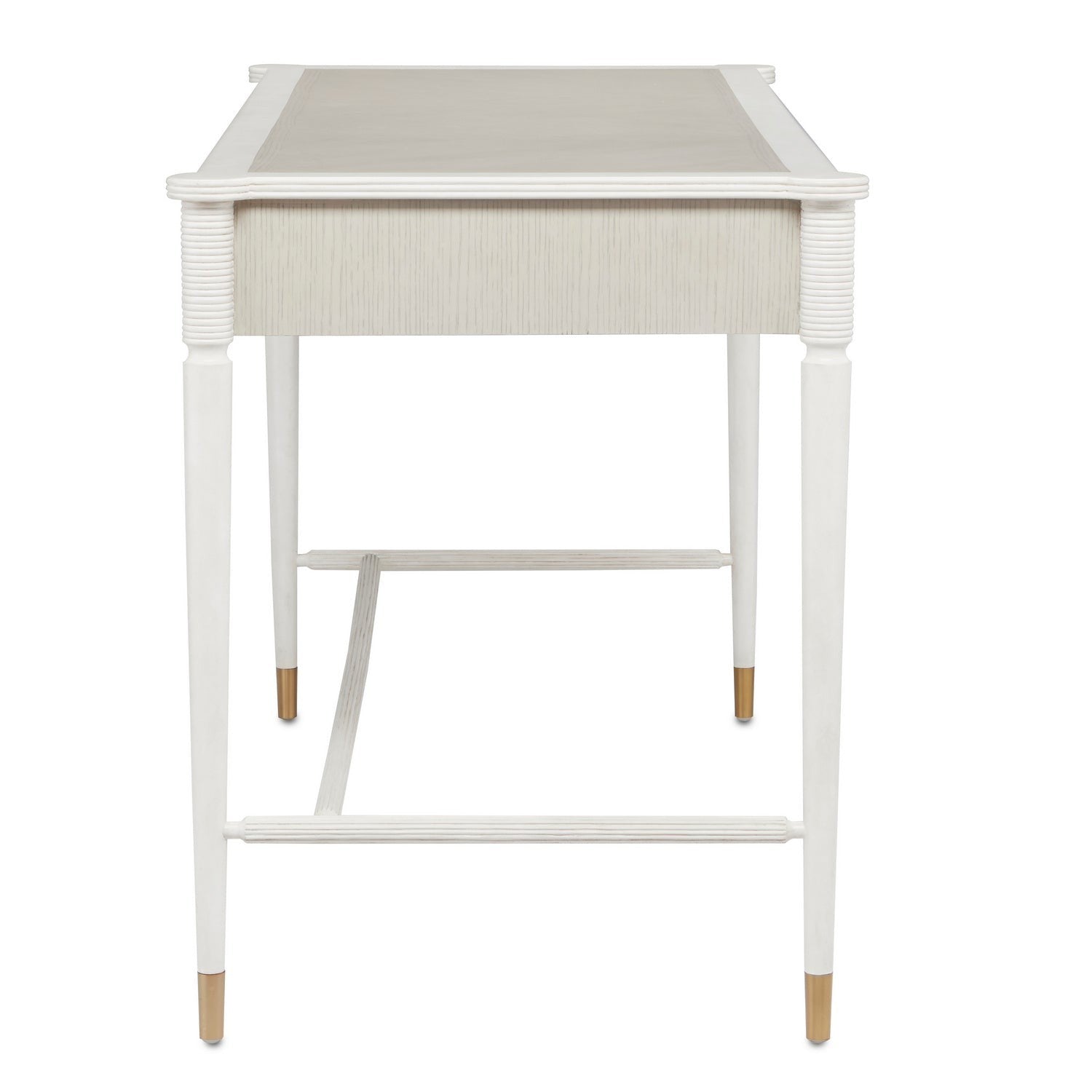 Currey and Company - 3000-0190 - Desk - Aster Collection - Off White/Fog/Brass