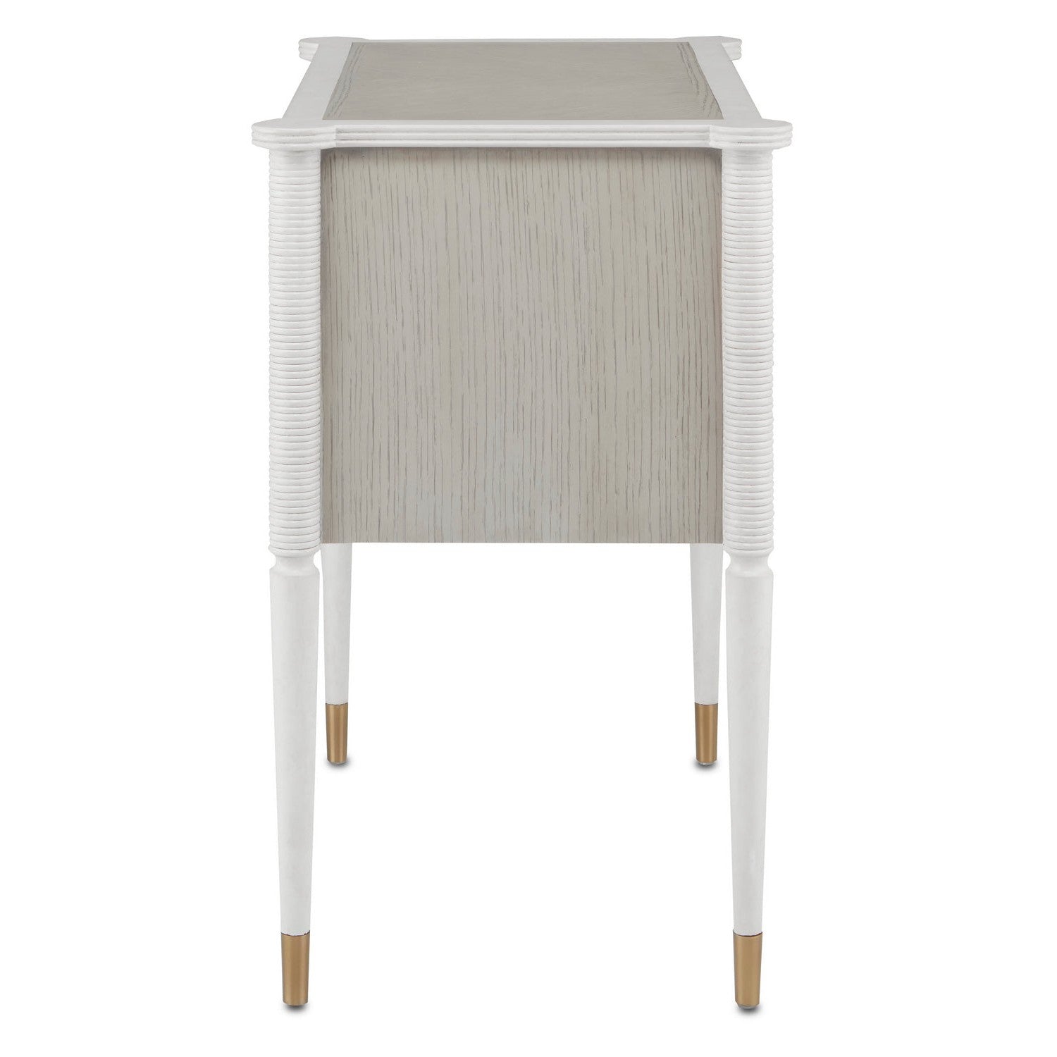 Currey and Company - 3000-0191 - Nightstand - Aster Collection - Off White/Fog/Brass