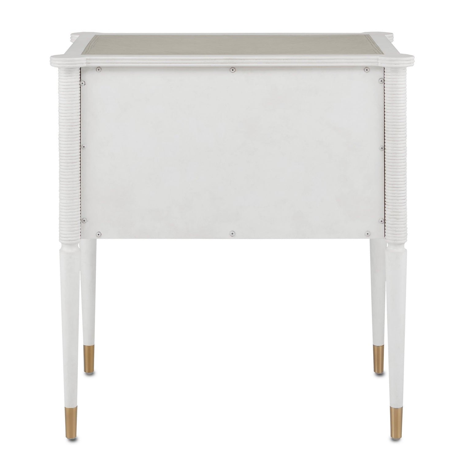 Currey and Company - 3000-0191 - Nightstand - Aster Collection - Off White/Fog/Brass