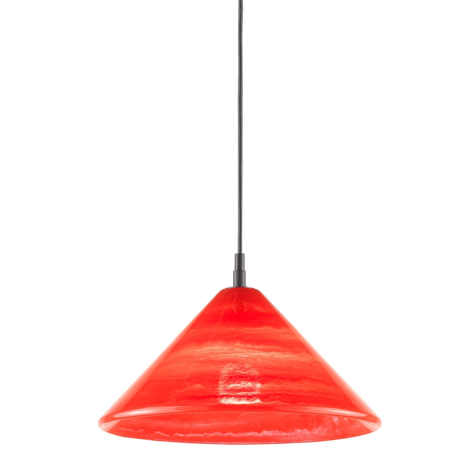 Currey and Company - 9000-0786 - One Light Pendant - Conti Red Pendant - Satin Black/Marbelized Red