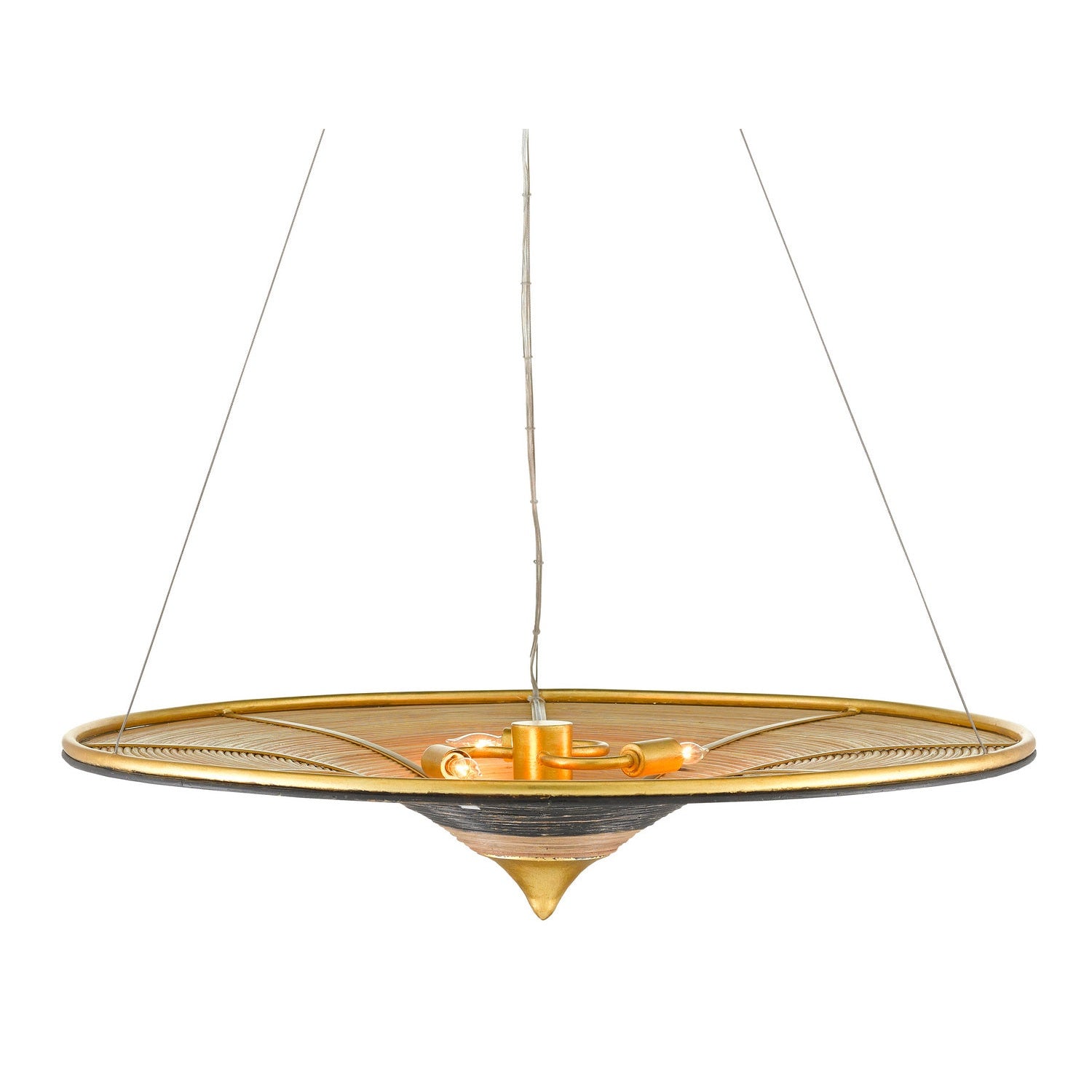 Currey and Company - 9000-0797 - Three Light Chandelier - Canaan Chandelier - Contemporary Gold Leaf/Distressed Black/Distressed White