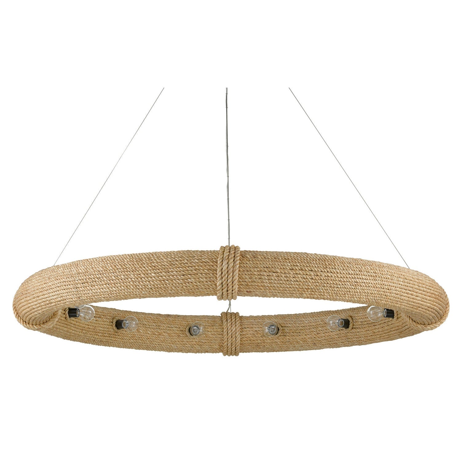 Currey and Company - 9000-0805 - 12 Light Chandelier - Portmeirion Collection - Satin Black/Abaca Rope