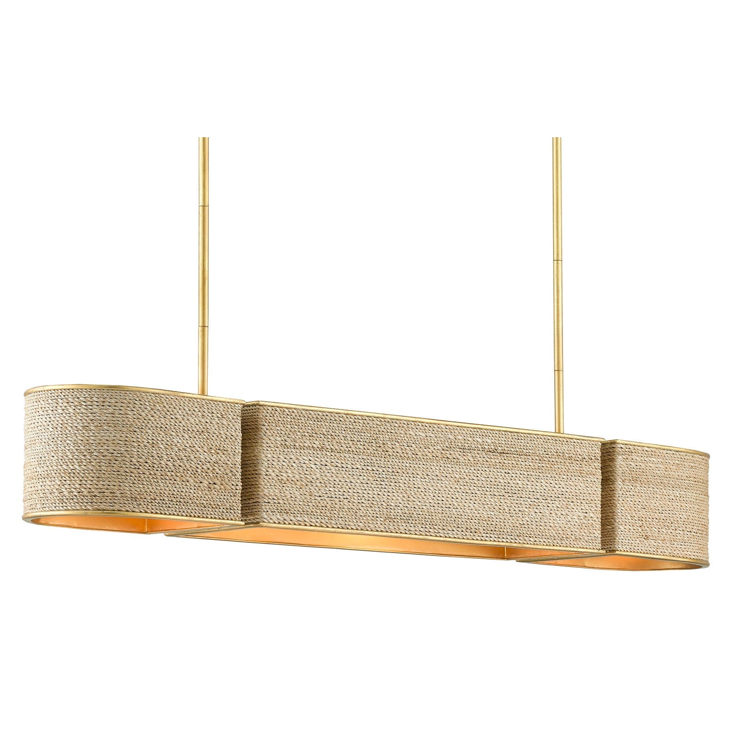 Currey and Company - 9000-0820 - Four Light Chandelier - Tenby Oval Chandelier - Contemporary Gold Leaf/Abaca Rope