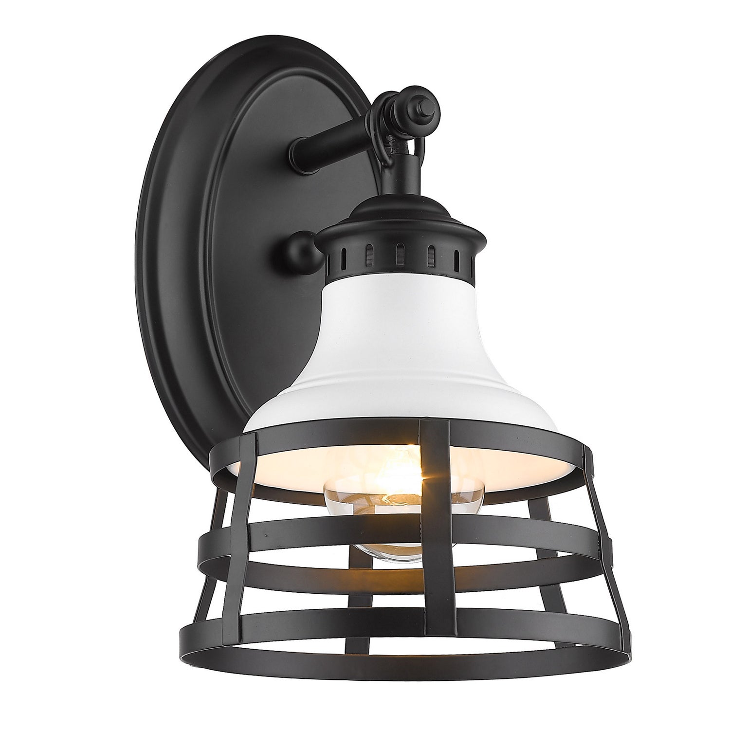 Golden - 1109-1W BLK-WHT - One Light Wall Sconce - Locklyn - Matte Black