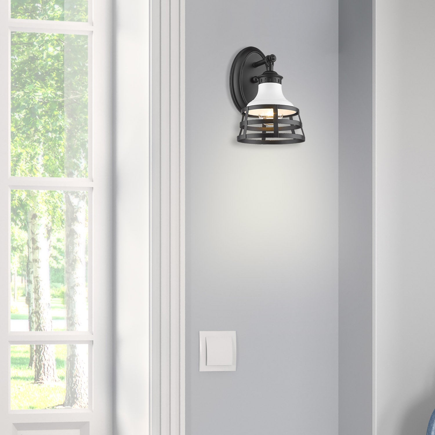 Golden - 1109-1W BLK-WHT - One Light Wall Sconce - Locklyn - Matte Black