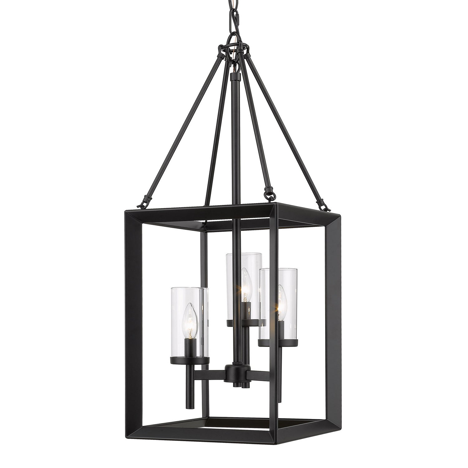 Golden - 2073-3P BLK-CLR - Three Light Pendant - Smyth - Matte Black