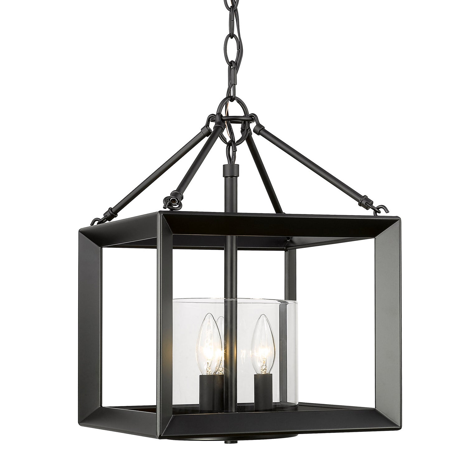 Golden - 2073-M3 BLK-CLR - Three Light Chandelier - Smyth - Matte Black