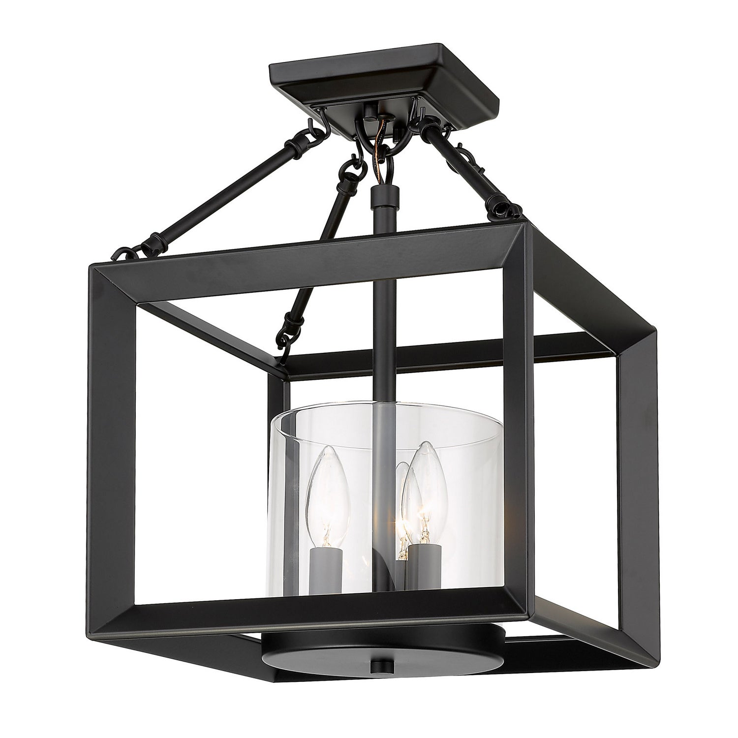 Golden - 2073-M3 BLK-CLR - Three Light Chandelier - Smyth - Matte Black
