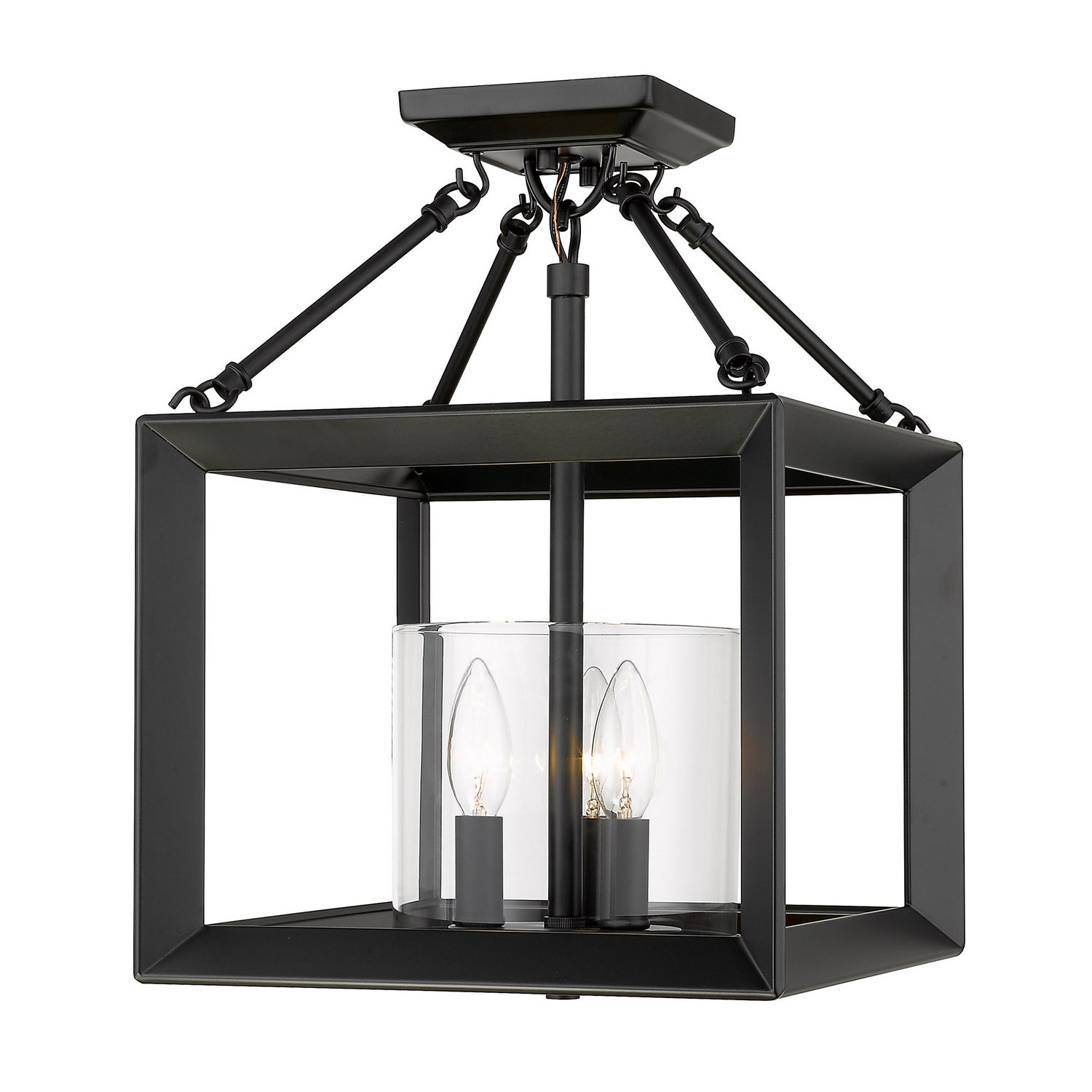 Golden - 2073-SF BLK-CLR - Three Light Semi-Flush Mount - Smyth - Matte Black