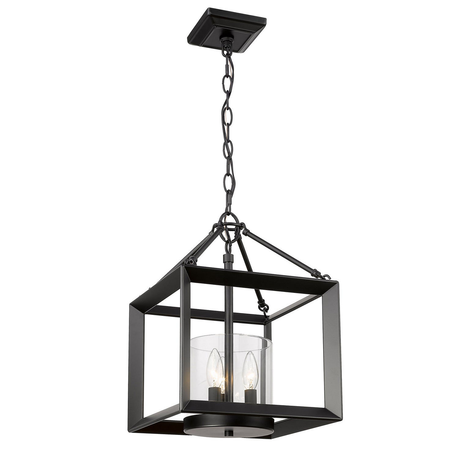 Golden - 2073-SF BLK-CLR - Three Light Semi-Flush Mount - Smyth - Matte Black