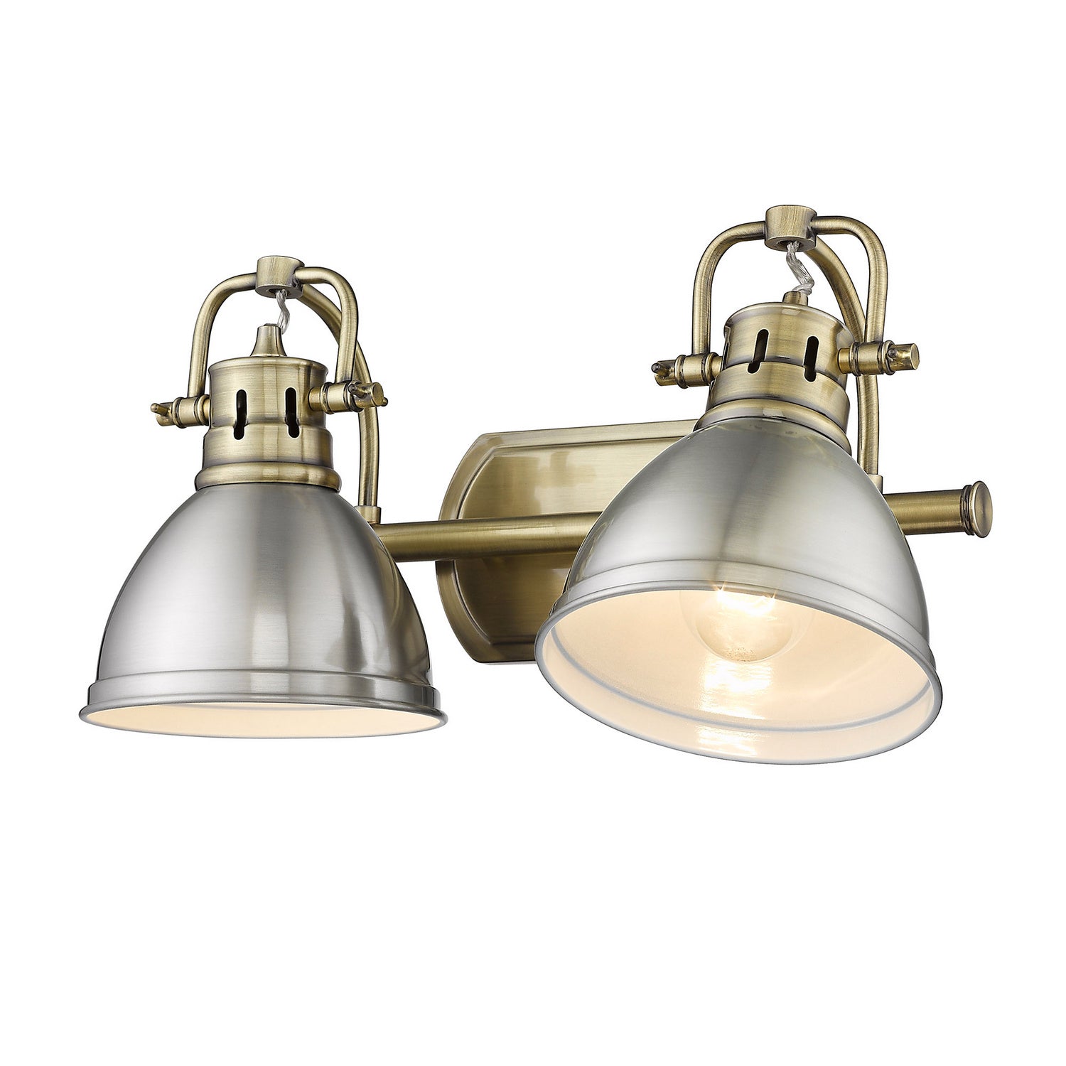 Golden - 3602-BA2 AB-PW - Two Light Bath Vanity - Duncan - Aged Brass