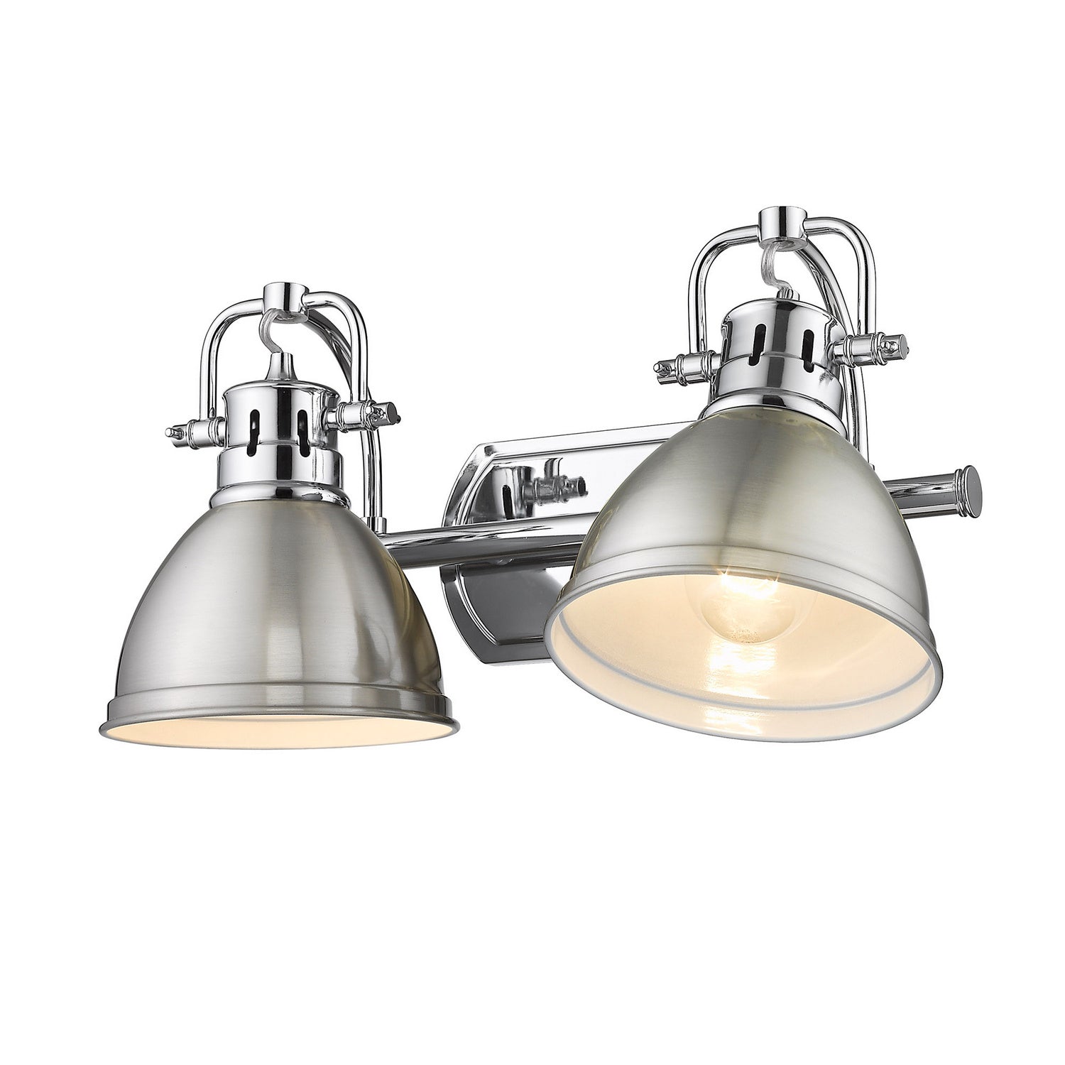 Golden - 3602-BA2 CH-PW - Two Light Bath Vanity - Duncan - Chrome