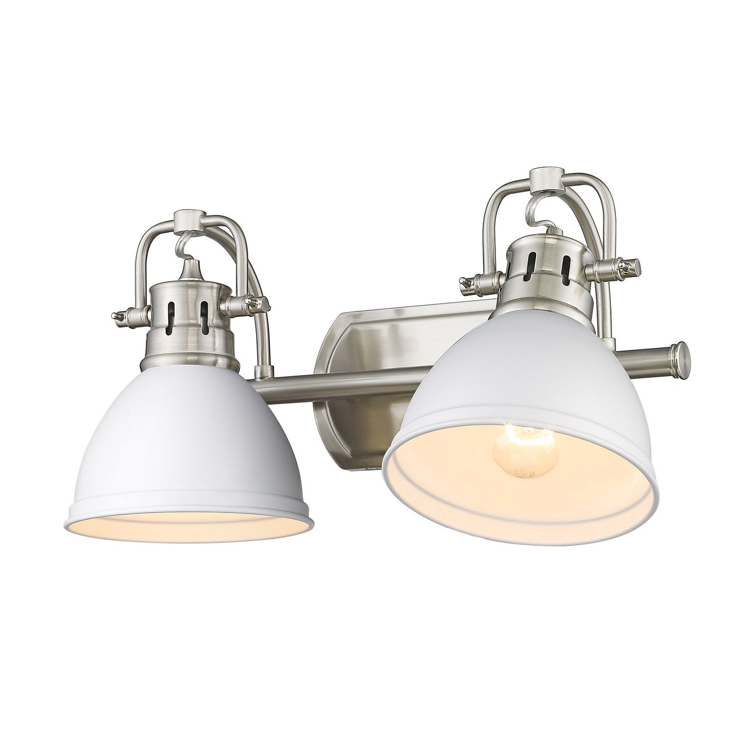 Golden - 3602-BA2 PW-WHT - Two Light Bath Vanity - Duncan - Pewter