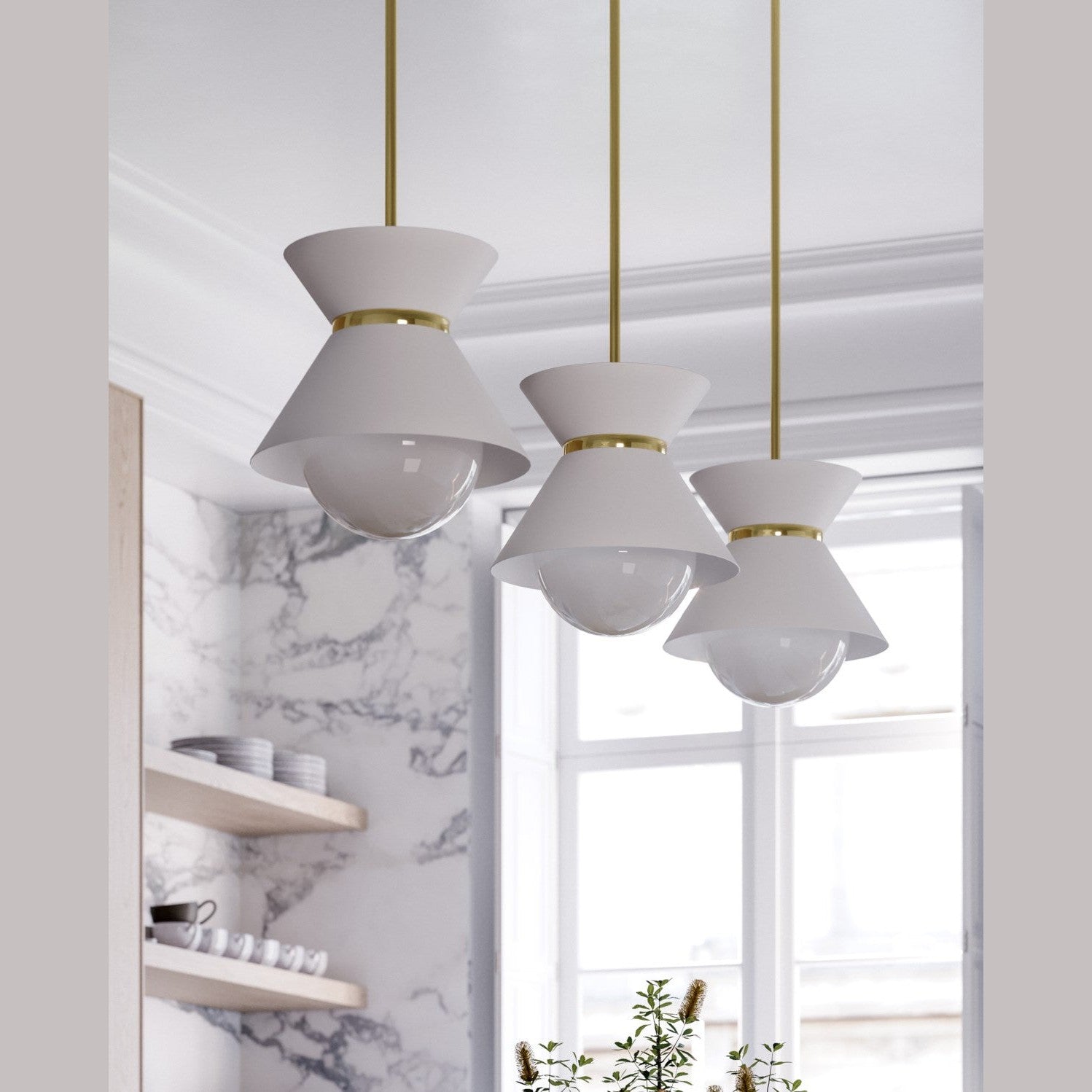 Troy Lighting - F8620-SWH/PBR - One Light Pendant - Scout - Soft White/Patina Brass