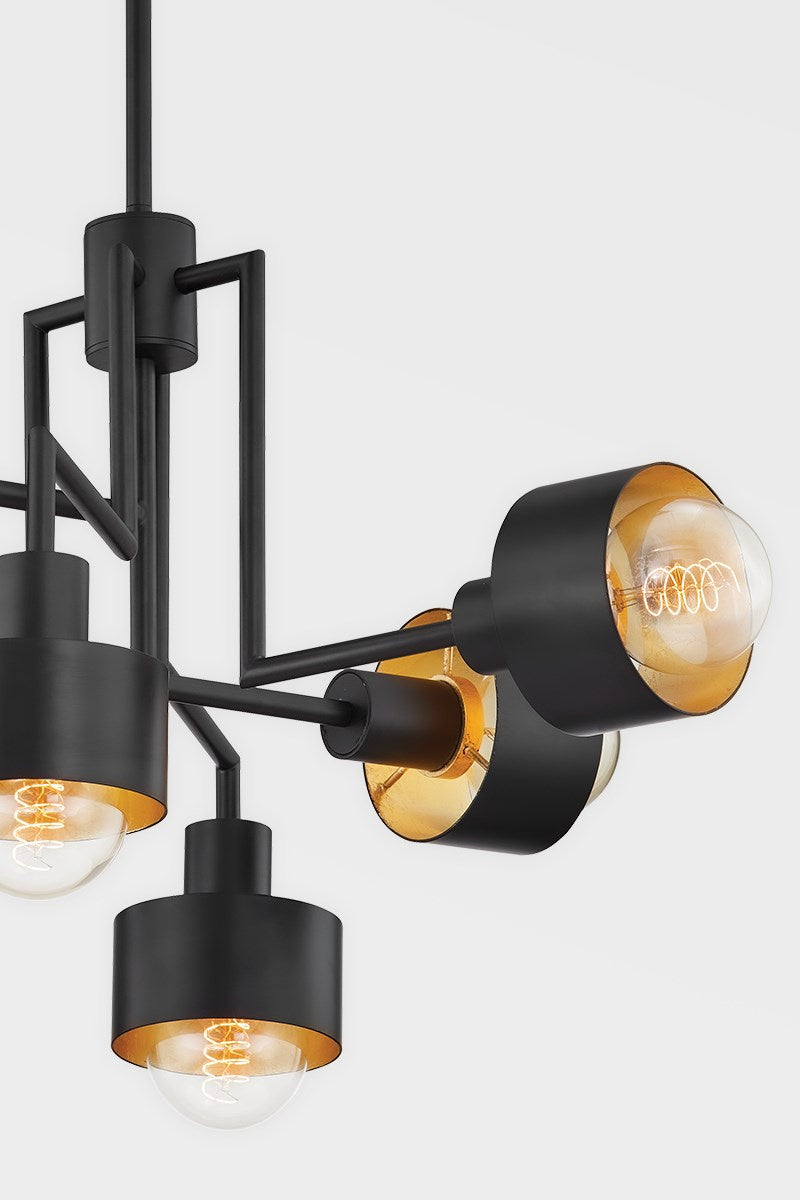Troy Lighting - F8726-SBK/GL - Six Light Chandelier - North - Soft Black/Gold Leaf