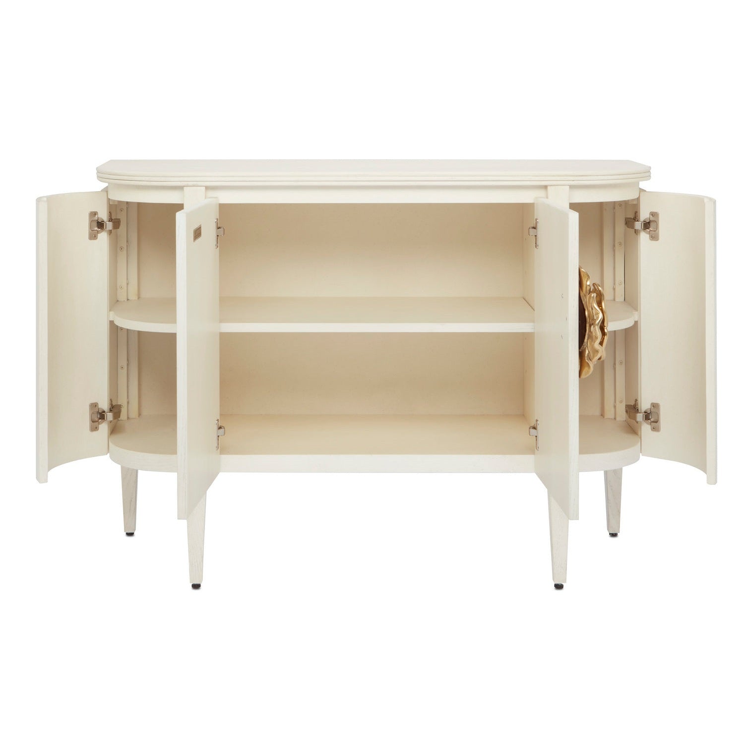 Currey and Company - 3000-0201 - Demi-Lune - Briallen Collection - Cerused White/Brass