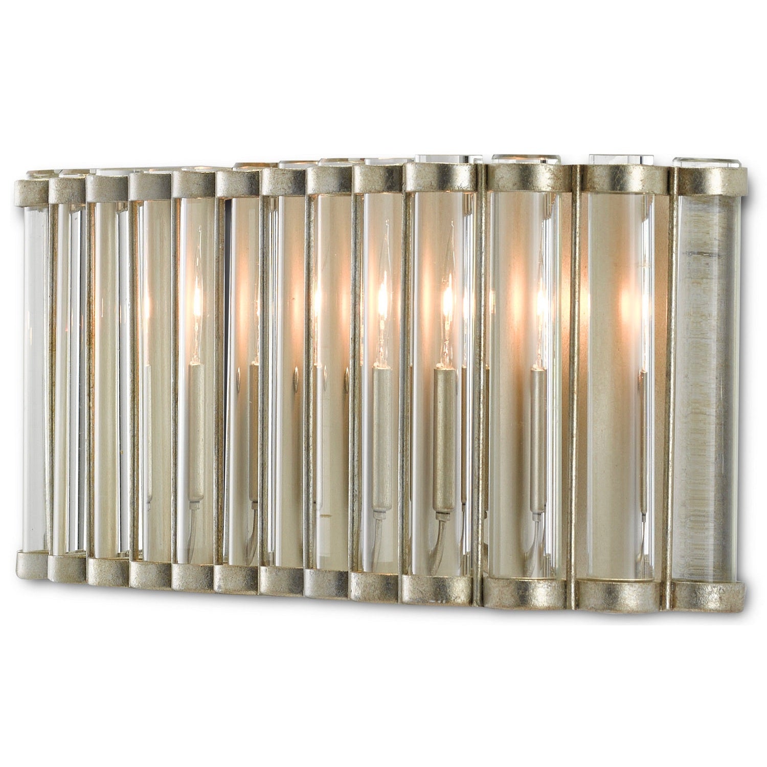 Currey and Company - 5000-0187 - Two Light Wall Sconce - Warwick Collection - Contemporary Silver Leaf/Clear