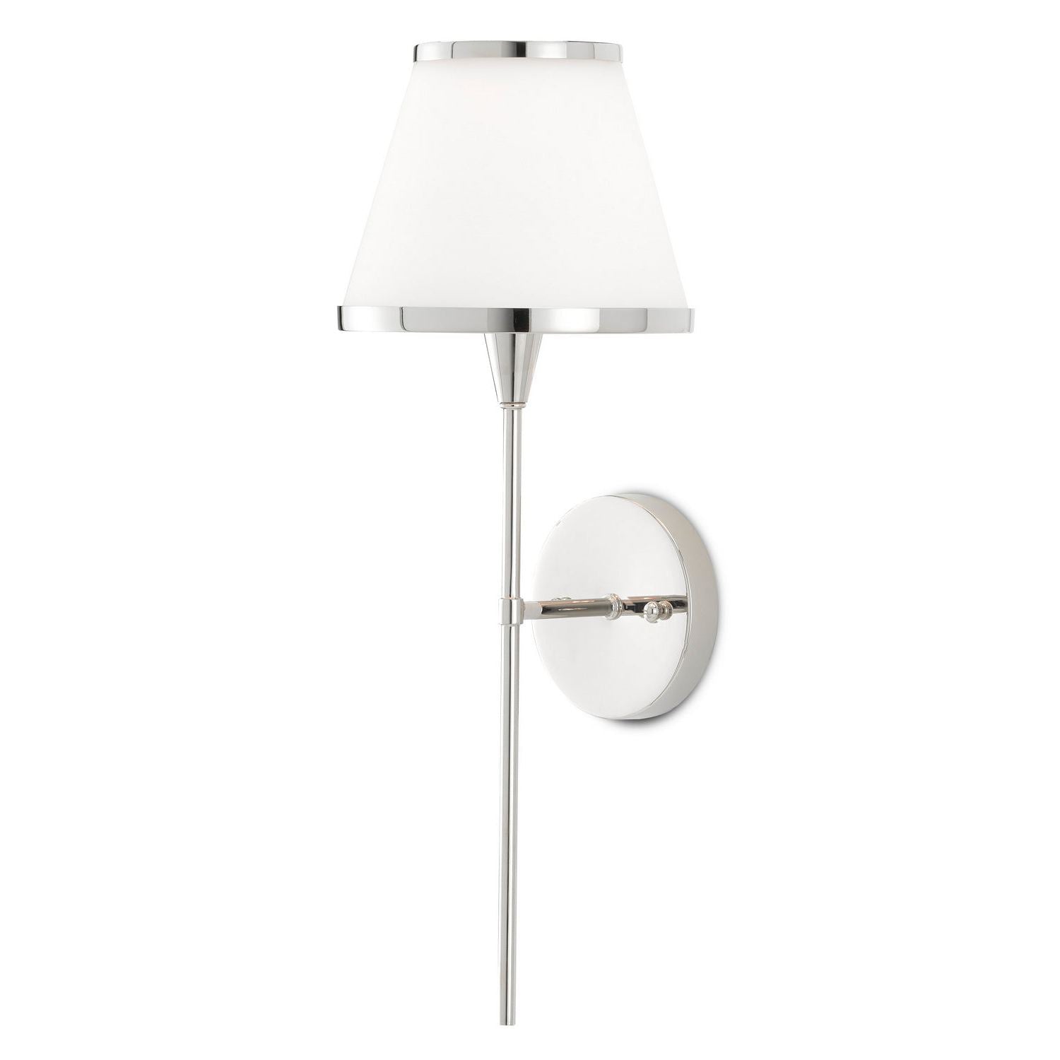 Currey and Company - 5800-0002 - One Light Wall Sconce - Brimsley Collection - Polished Nickel/Opaque Glass