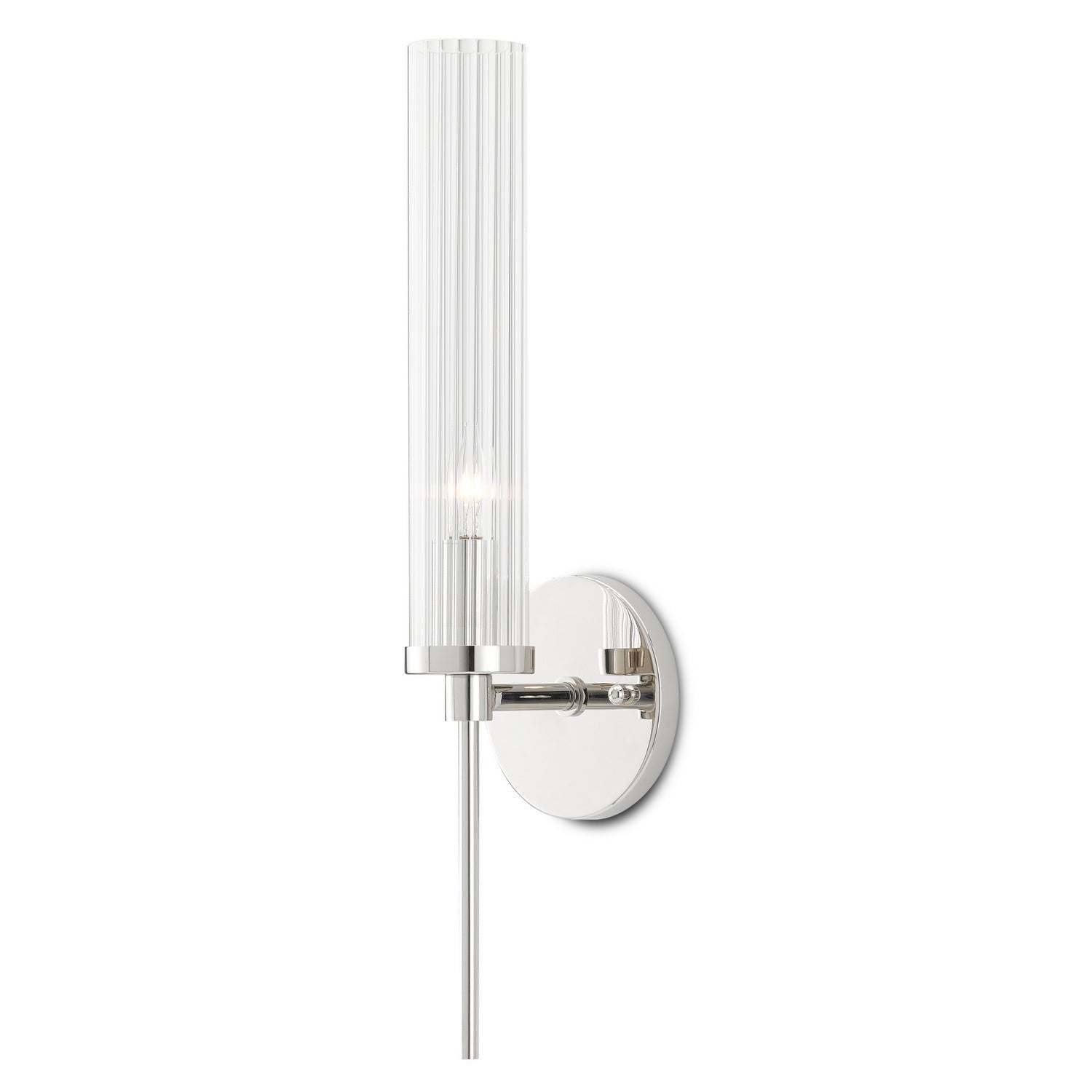 Currey and Company - 5800-0005 - One Light Wall Sconce - Bellings Collection - Polished Nickel/Clear