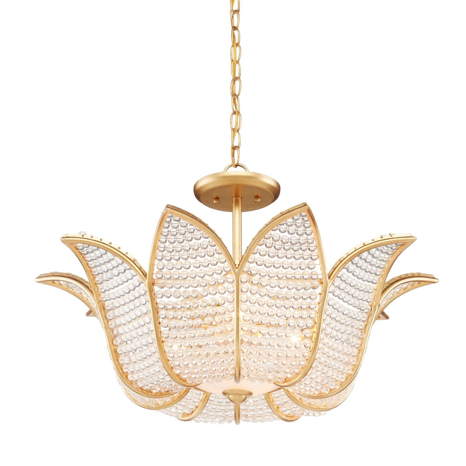 Currey and Company - 9000-0776 - Three Light Chandelier - Bebe Chandelier - Contemporary Gold Leaf/Clear