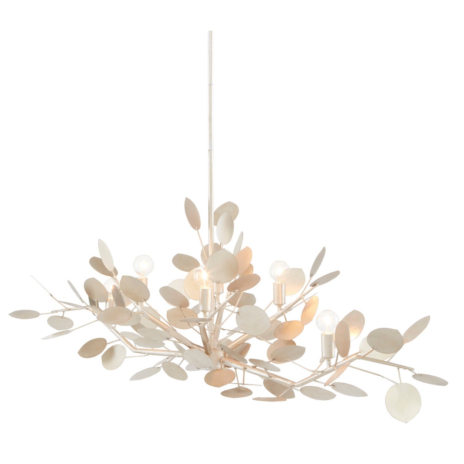 Currey and Company - 9000-0816 - Six Light Chandelier - Lunaria Collection - Contemporary Silver Leaf