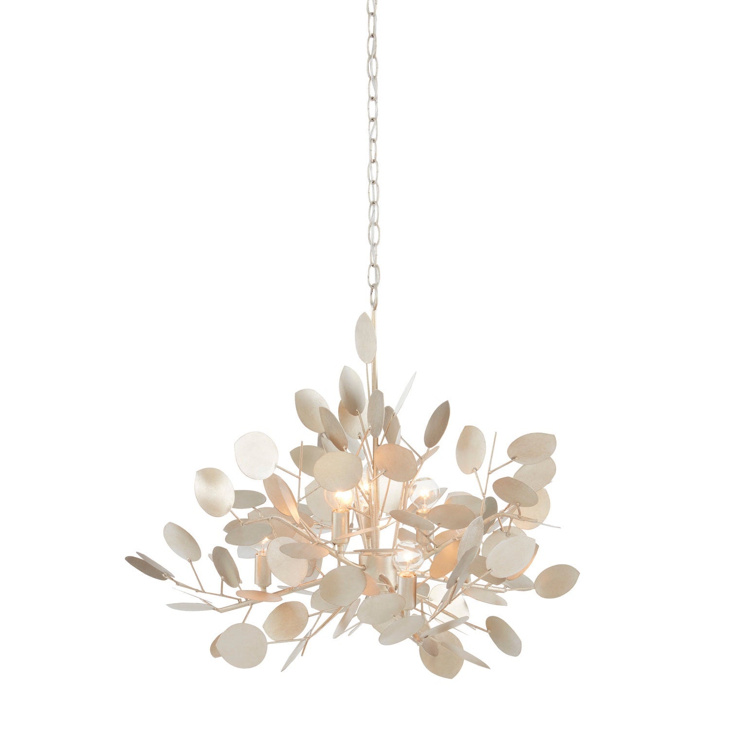 Currey and Company - 9000-0817 - Six Light Chandelier - Lunaria Collection - Contemporary Silver Leaf