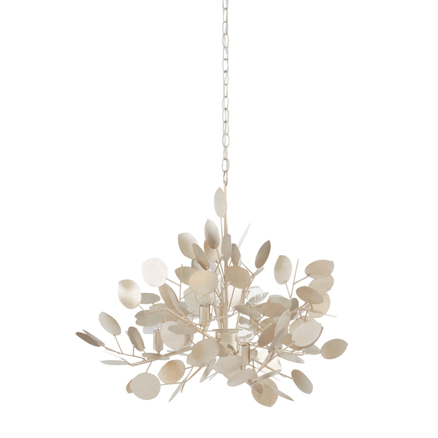 Currey and Company - 9000-0817 - Six Light Chandelier - Lunaria Collection - Contemporary Silver Leaf