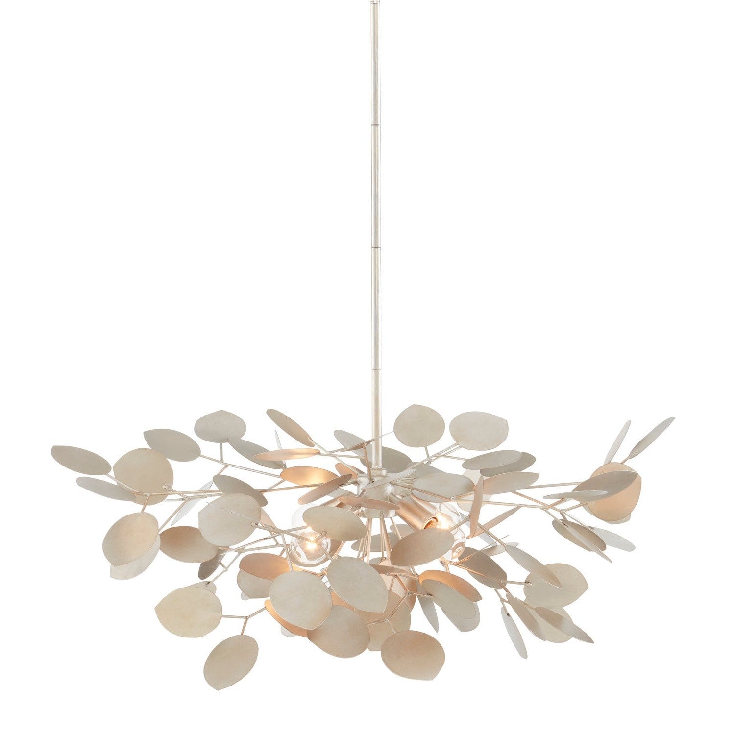Currey and Company - 9000-0818 - Four Light Chandelier - Lunaria Collection - Contemporary Silver Leaf