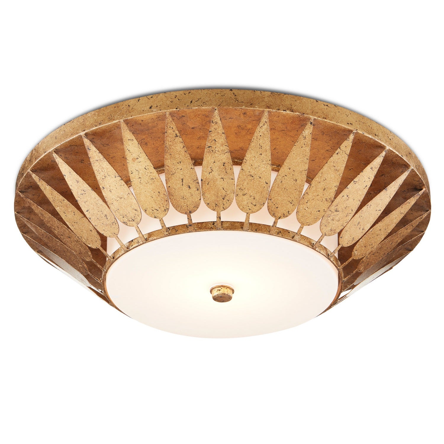 Currey and Company - 9999-0055 - LED Flush Mount - Floris Gold Flush Mount - Autumn Gold/Milky Glass