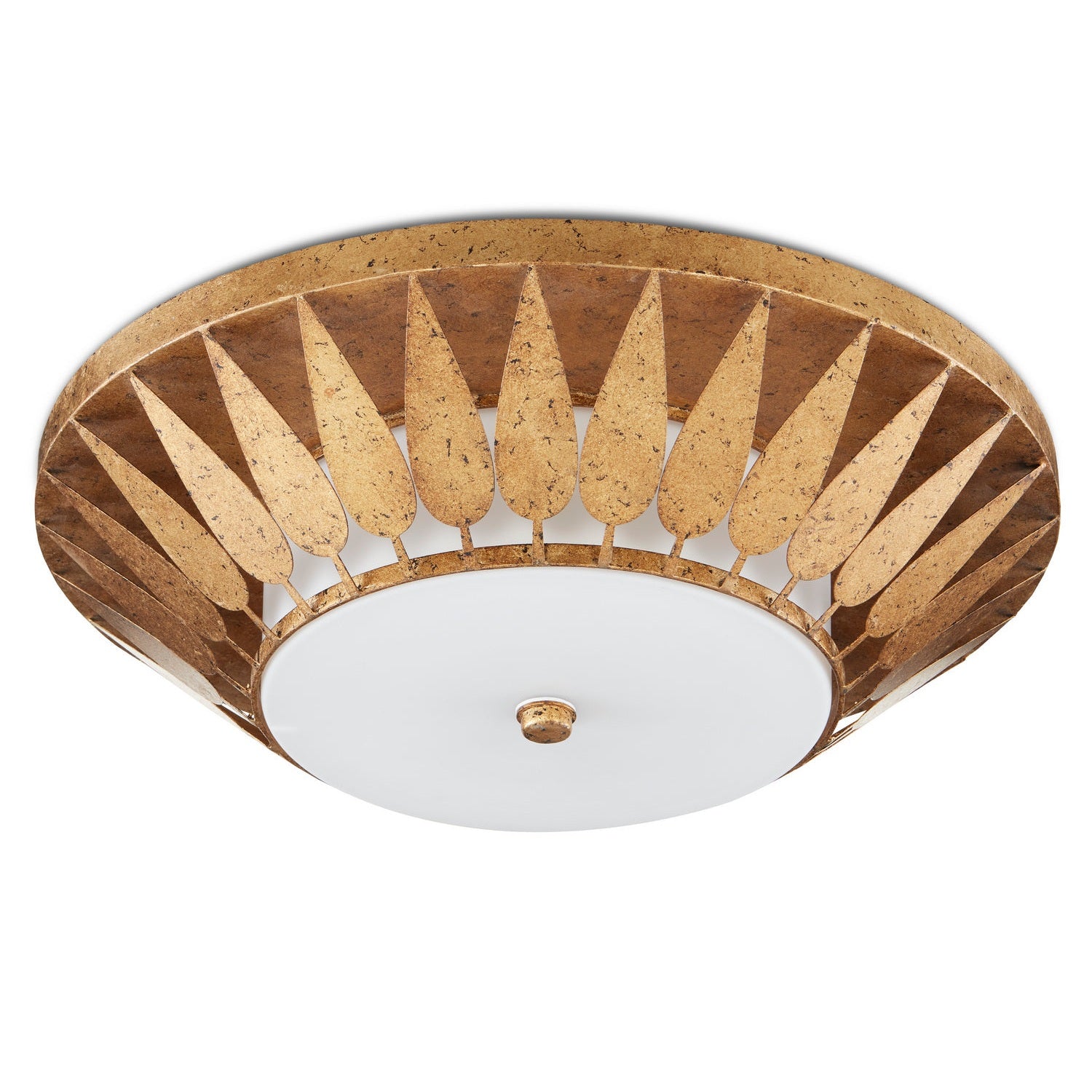 Currey and Company - 9999-0055 - LED Flush Mount - Floris Gold Flush Mount - Autumn Gold/Milky Glass