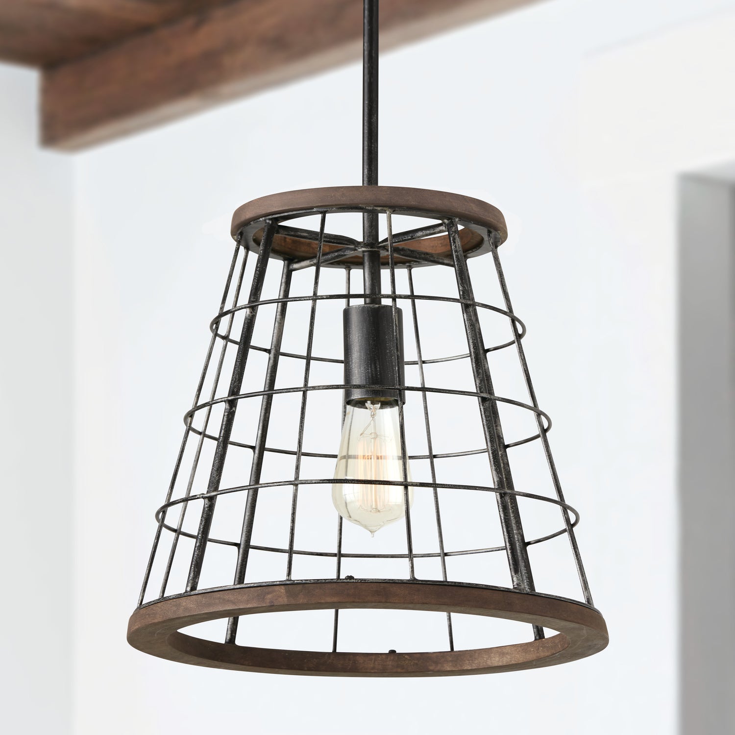 Capital Lighting - AA1001ZW - One Light Pendant - Bracken - Zinc and Wood
