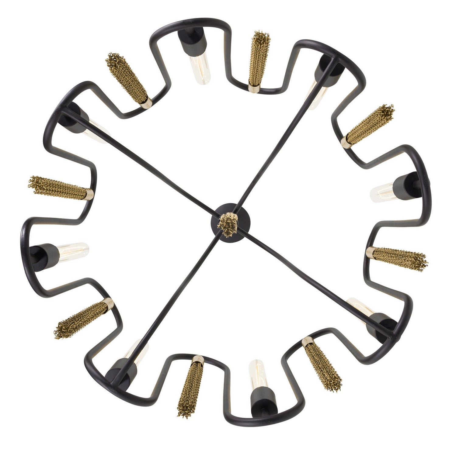 Varaluz - 354P08MBAG - Eight Light Pendant - Darden - Matte Black/Antique Gold