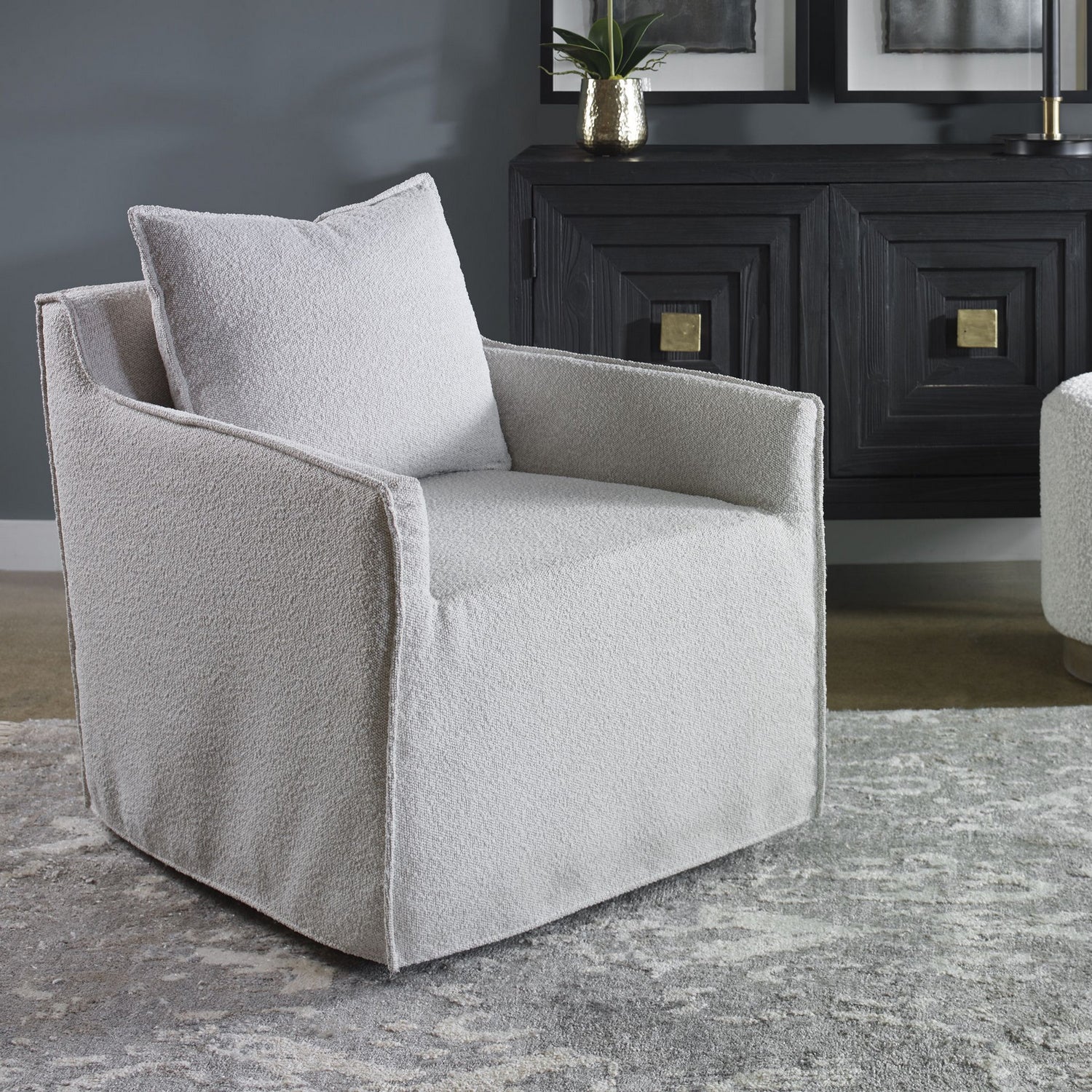 Uttermost - 23658 - Swivel Chair - Welland - Natural Ceruse