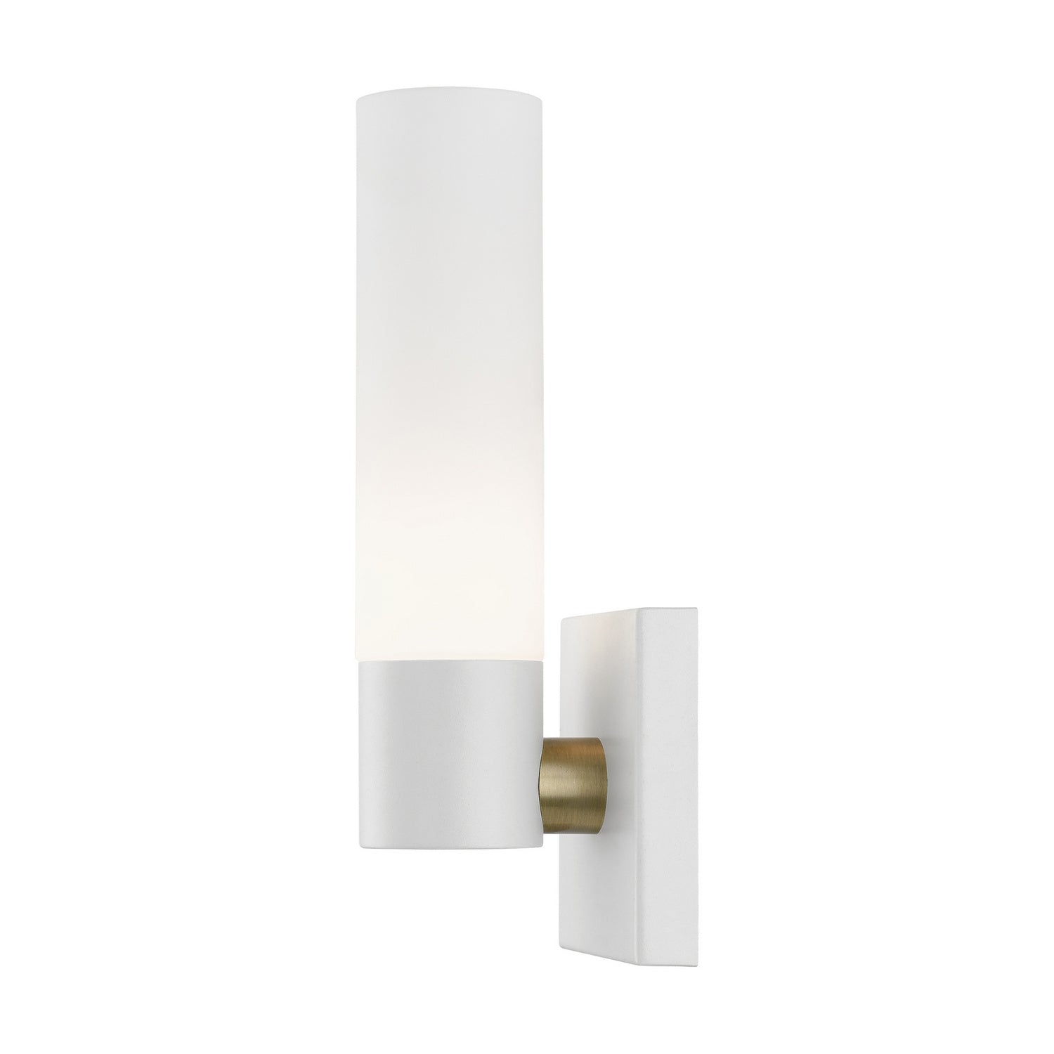 Livex Lighting - 10101-13 - One Light Wall Sconce - Aero - Textured White w/ Antique Brass