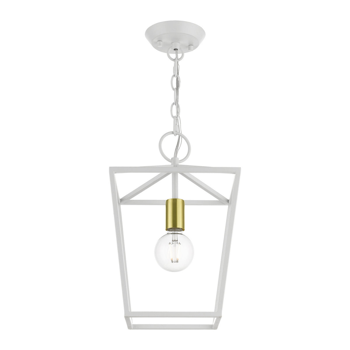 Livex Lighting - 49432-03 - One Light Lantern - Devone - White w/ Satin Brass