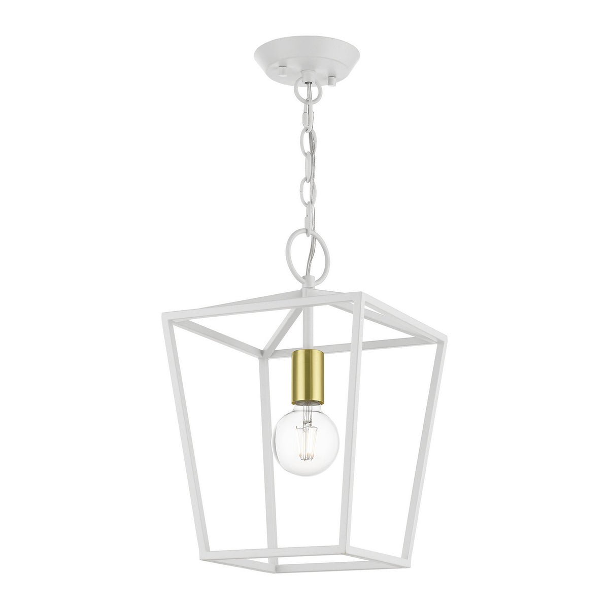 Livex Lighting - 49432-03 - One Light Lantern - Devone - White w/ Satin Brass