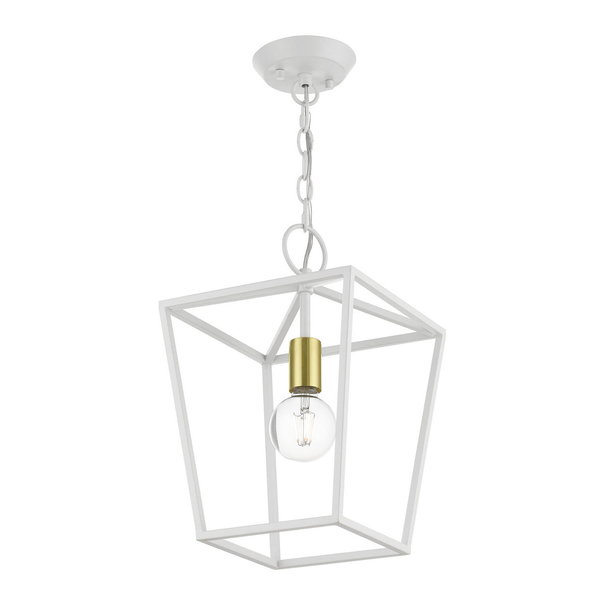 Livex Lighting - 49432-03 - One Light Lantern - Devone - White w/ Satin Brass
