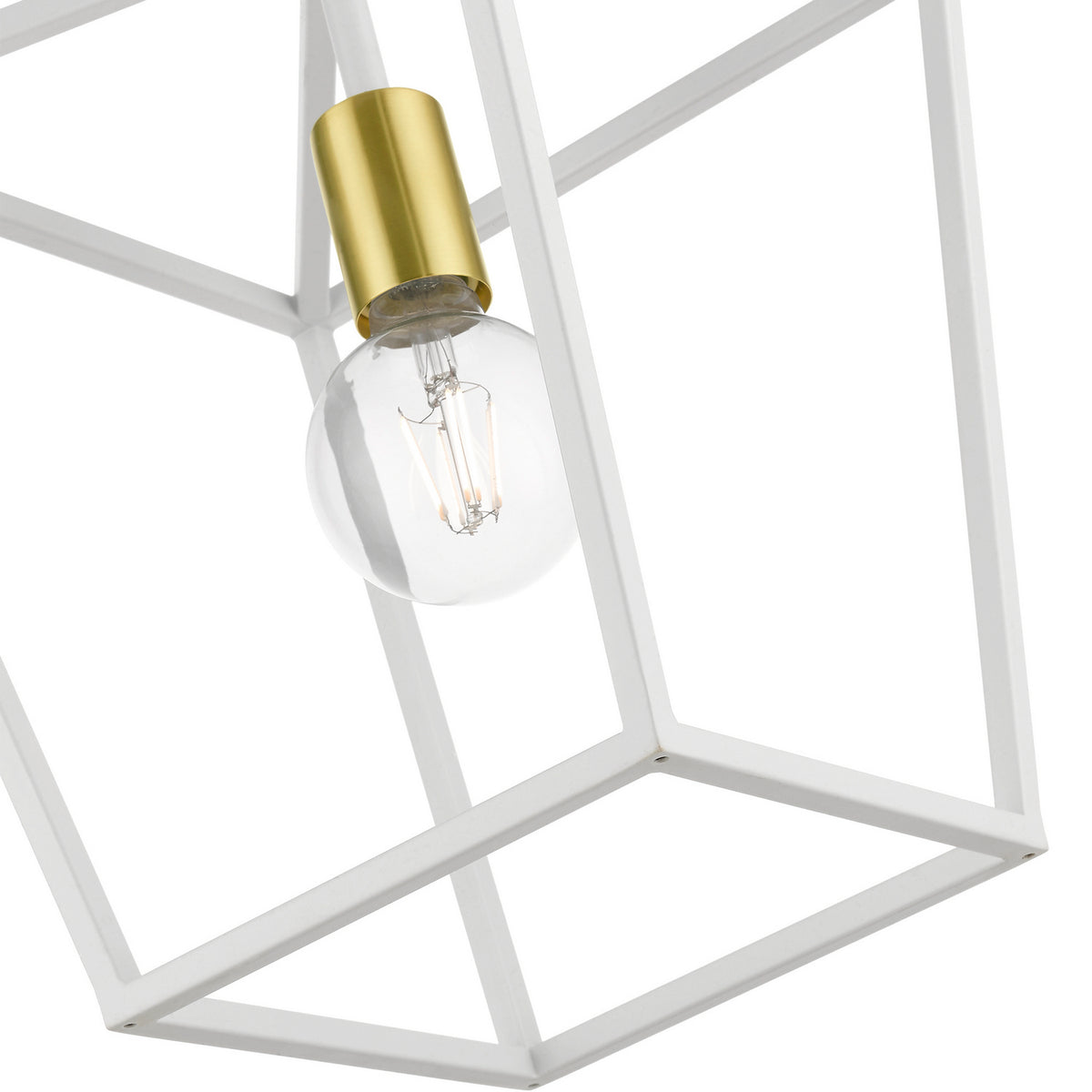 Livex Lighting - 49432-03 - One Light Lantern - Devone - White w/ Satin Brass